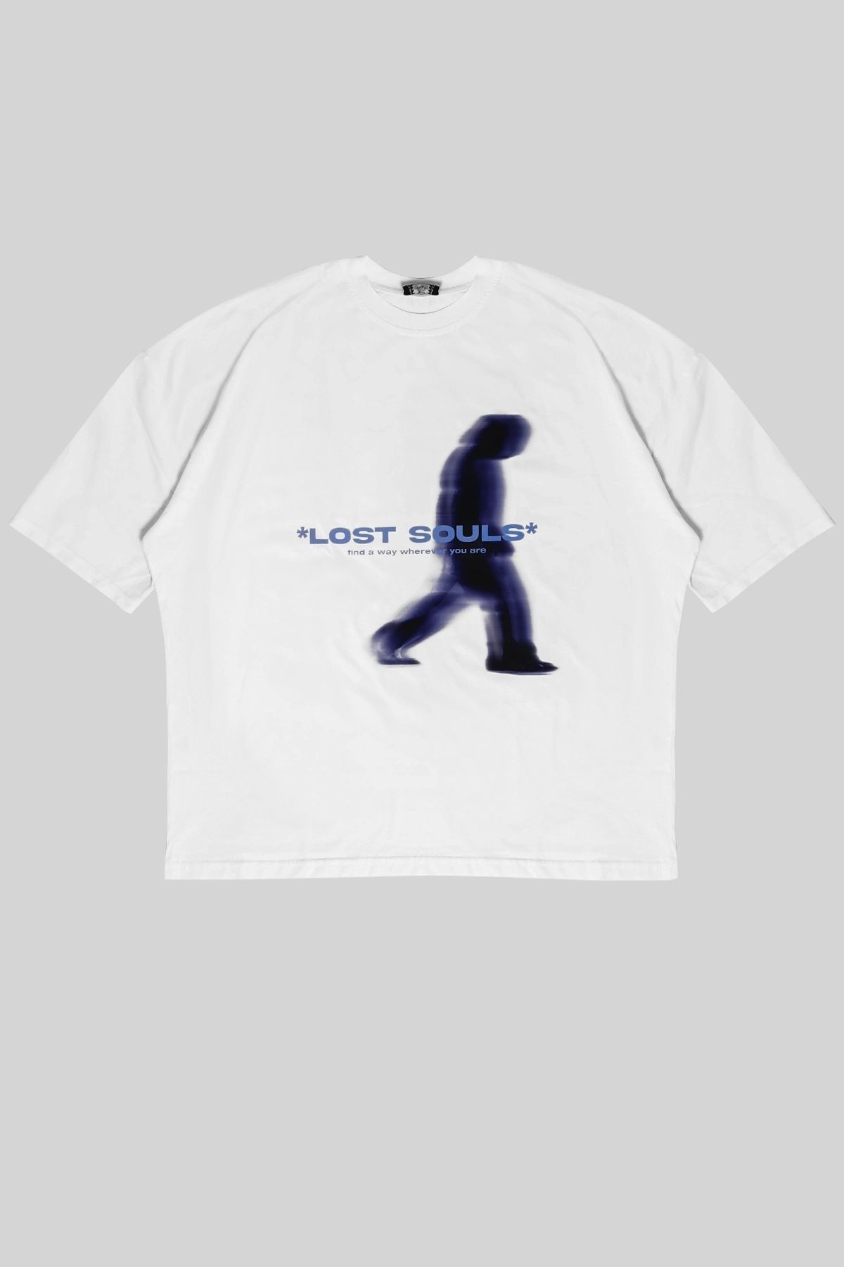 Sekizbiraltı Lost Souls Baskılı Beyaz Unisex Oversize Tshirt
