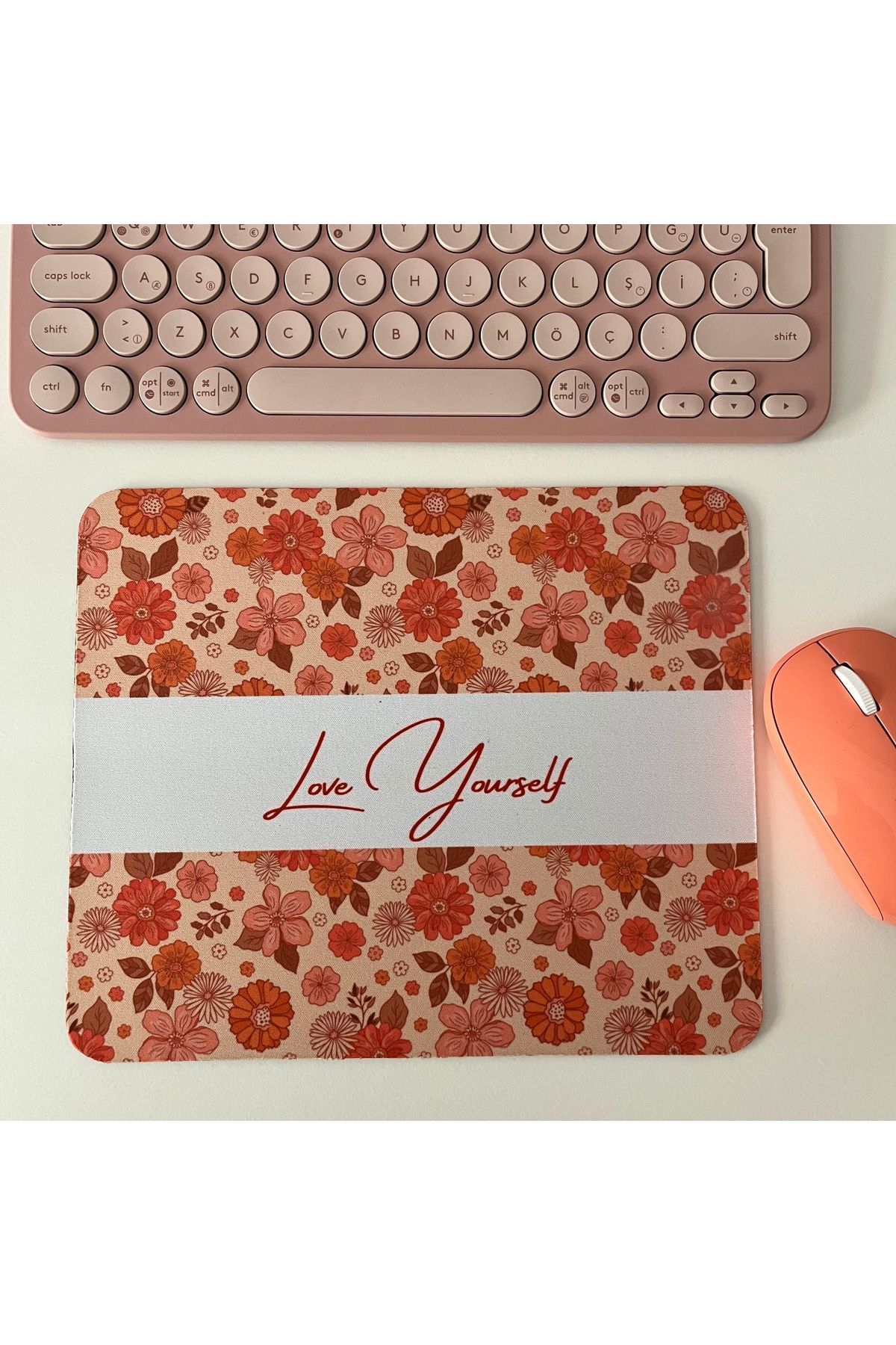 Duxy Çiçek Desenli Mouse Pad, 23x19 cm, Kaymaz Taban, Ev, Ofis ve Oyun için Rahat ve Yumuşak Mousepad