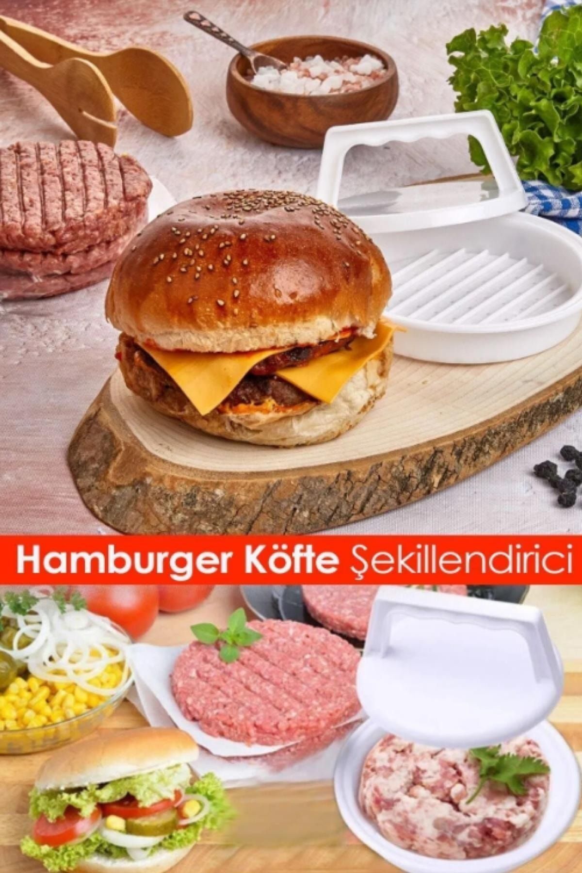 MasterCar Hamburger Köfte Kalıbı Köfte Presi Şekillendirici Burger Press Pratik Köfte Yapma Aparatı