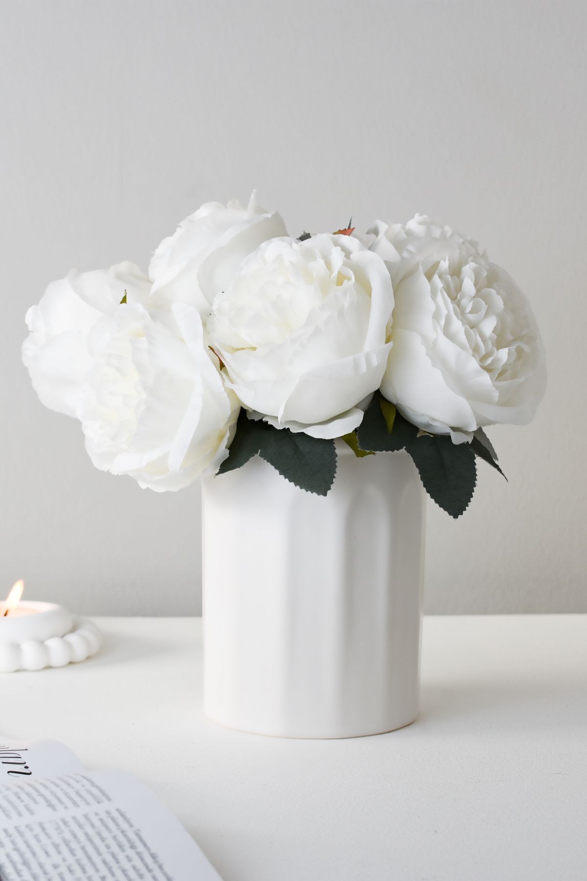 LALEZEN HOME Beyaz Seramik Vazo ( çiçekler dahil değildir)