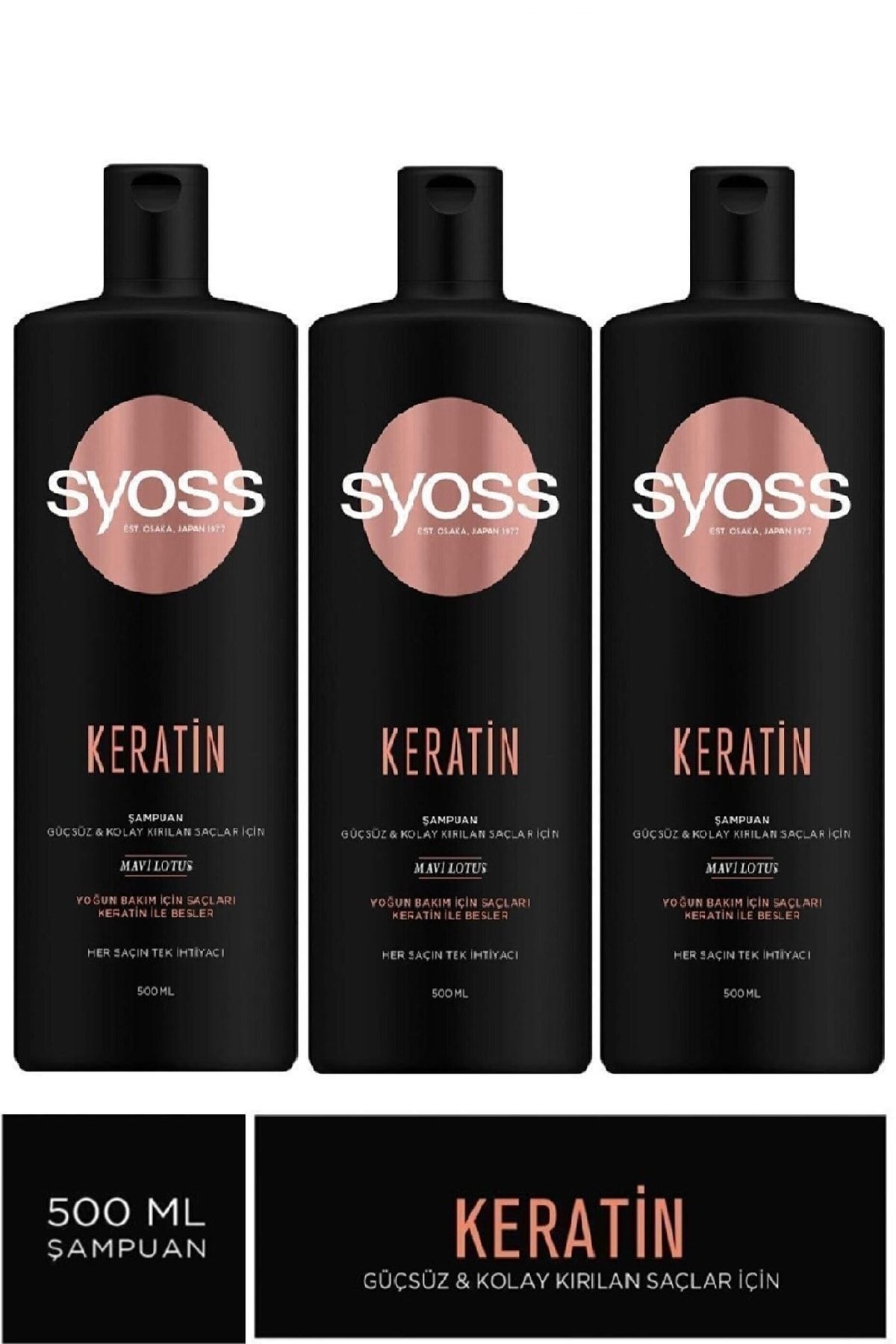Syoss Keratinli Güçsüz & Kolay Kırılan Saçlar Için Şampuan 500 Ml X 3 Adet