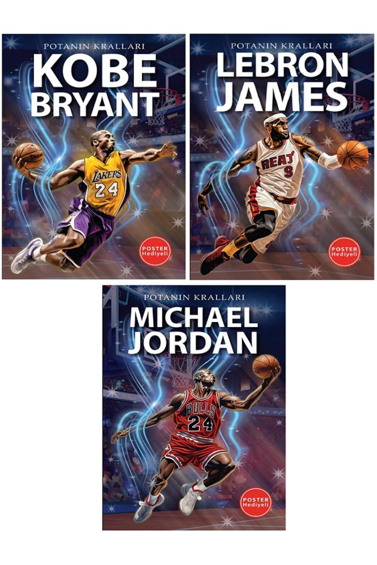 Efsane Yayınları Potanın Kralları KOBE BRYANT - LEBRON JAMES - MICHAEL JORDAN ( Poster Hediyeli ) Basketbol 3 KİTAP