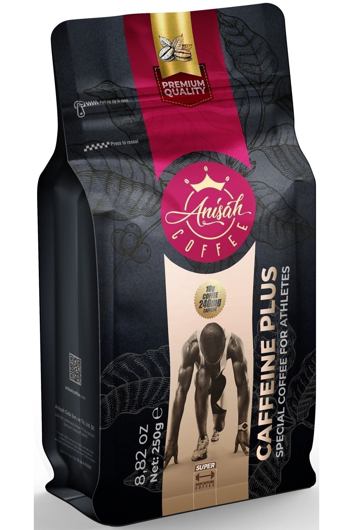 Anisah Coffee Caffeine Plus Enerji Deposu Yüksek Kafeinli Sporcu Kahvesi | 250g | 240mg Kafein/10g