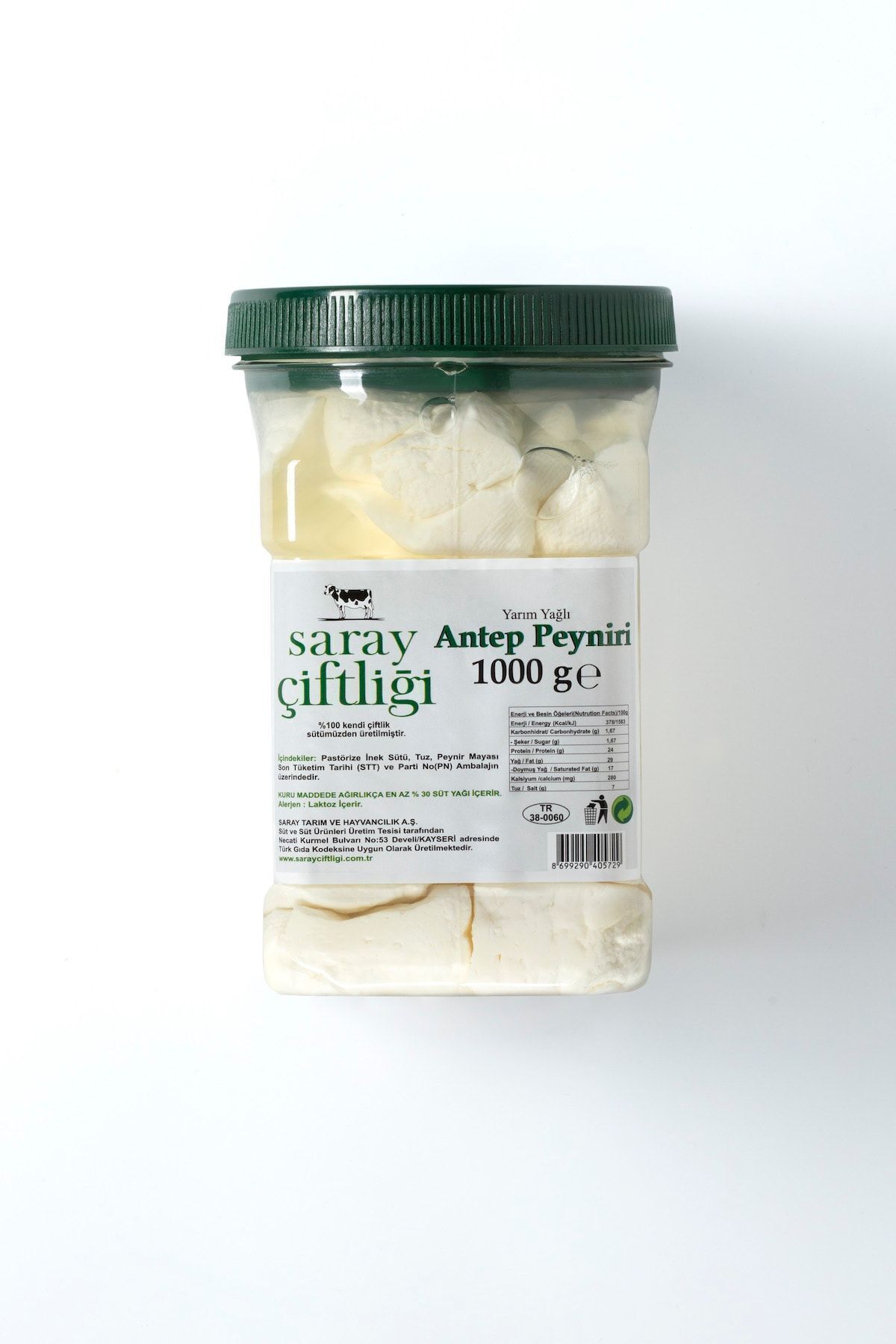 Saray Çiftliği Antep Peyniri 1000gr ( %100 Kendi Çiftlik Sütümüzden Üretilmiştir. )