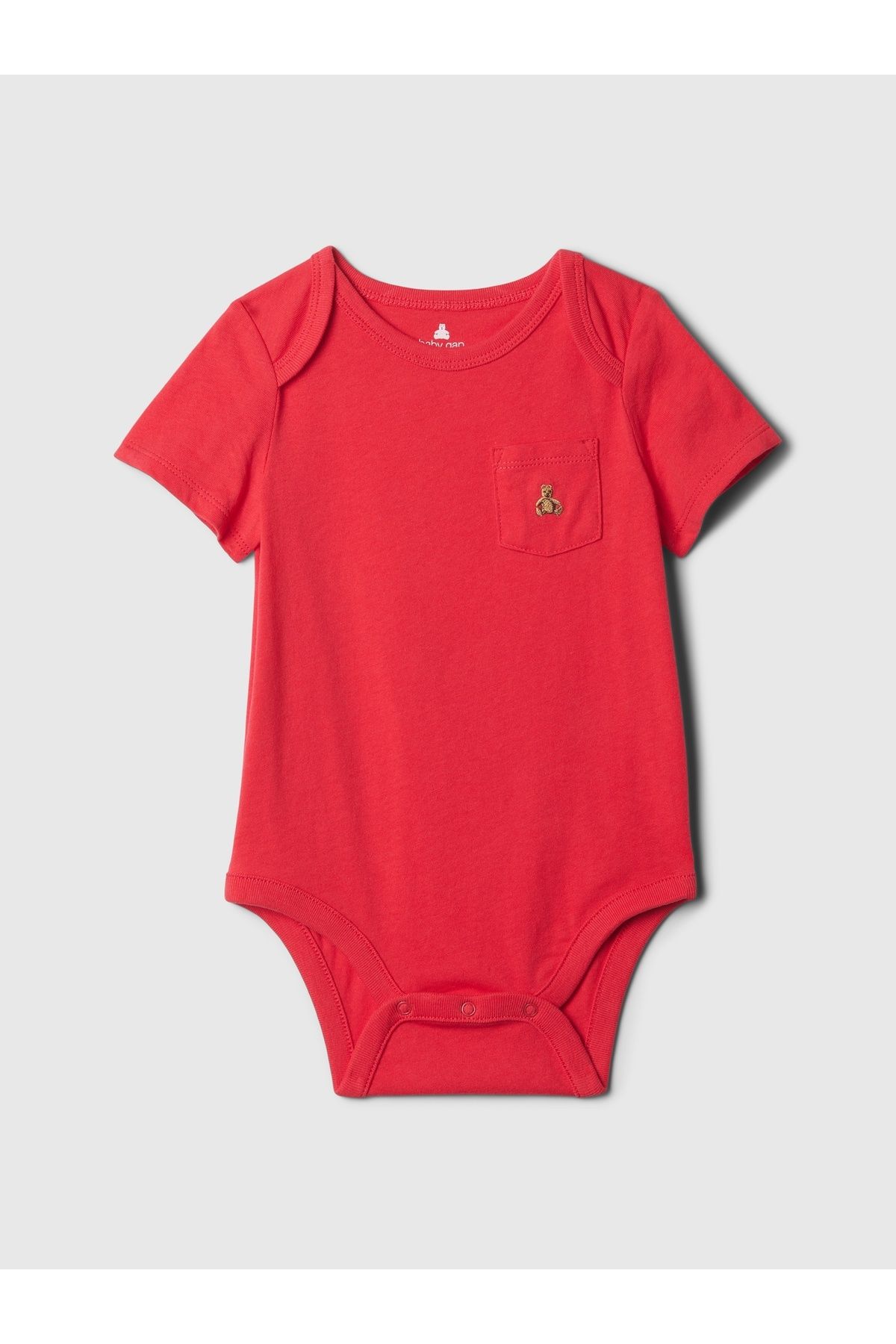 GAP Erkek Bebek Kırmızı Brannan Bear İşlemeli Bodysuit