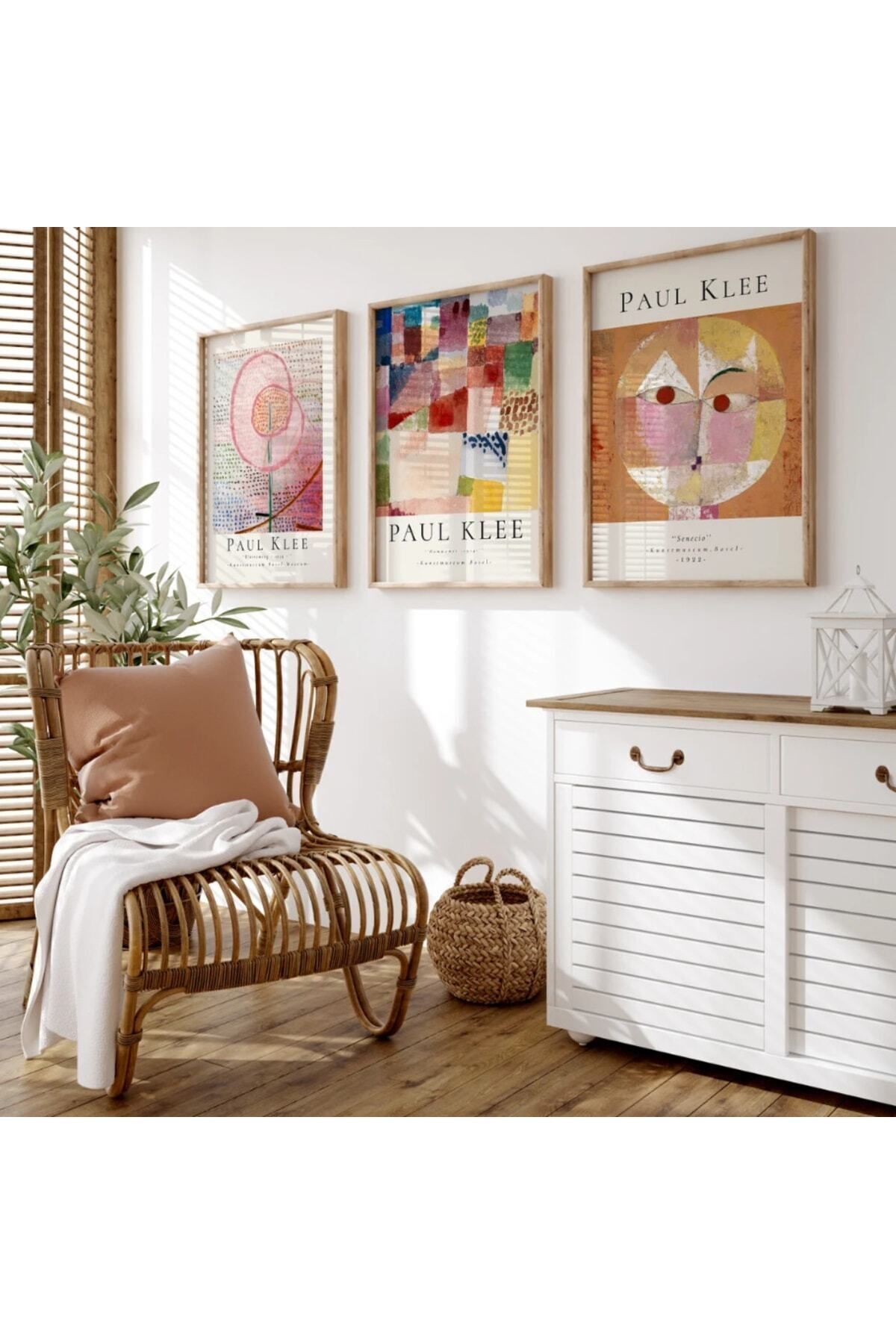 woodhomeworks Doğal Ahşap Çerçeveli 3'lü Tablo Seti