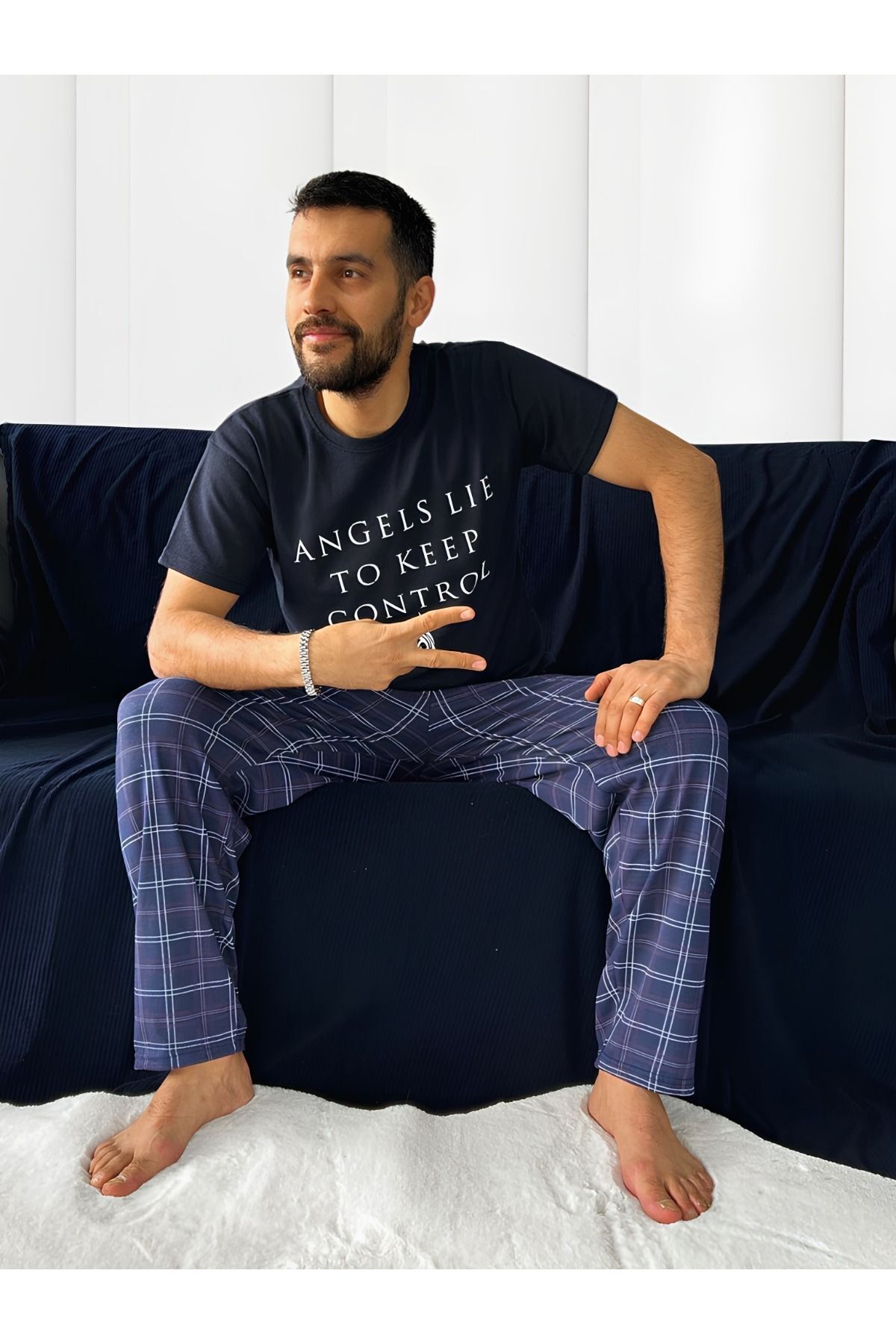 Sude HOMEWEAR Erkek Kısa Kol Pijama Takımı-babalar Günü Hediyesi
