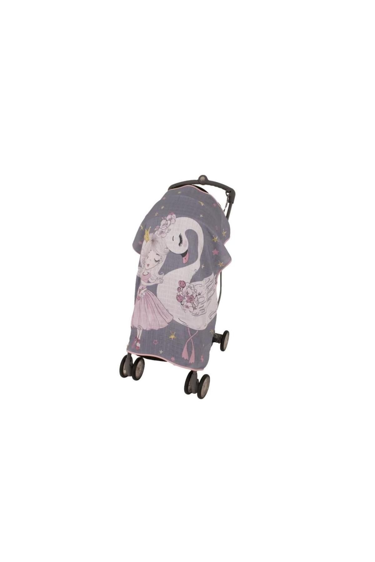 Genel Markalar Nessiworld Sevi Bebe Pano Baskılı Müslin Bebek Arabası Örtüsü Art-315 Kuğu