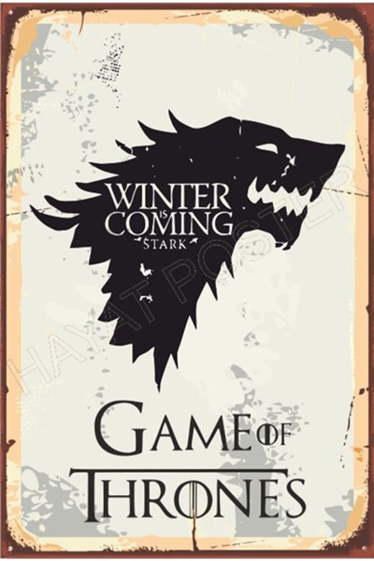 Genel Markalar Game Of Thrones Winter Is Coming Retro Ahşap Poster