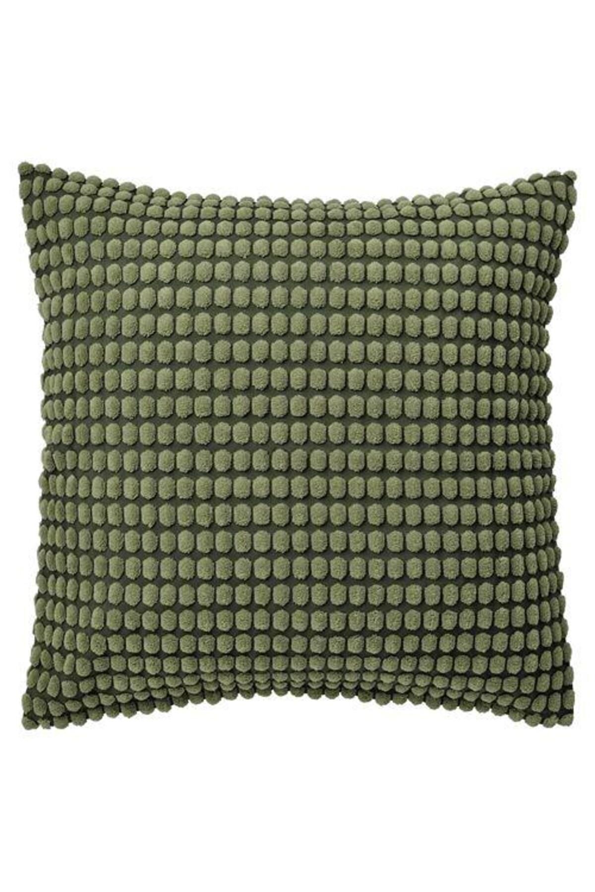 IKEA Kırlent Kılıfı Haki Yeşili Renk Meridyendukkan 65x65 Cm Puantiye Temalı Ev Tekstili