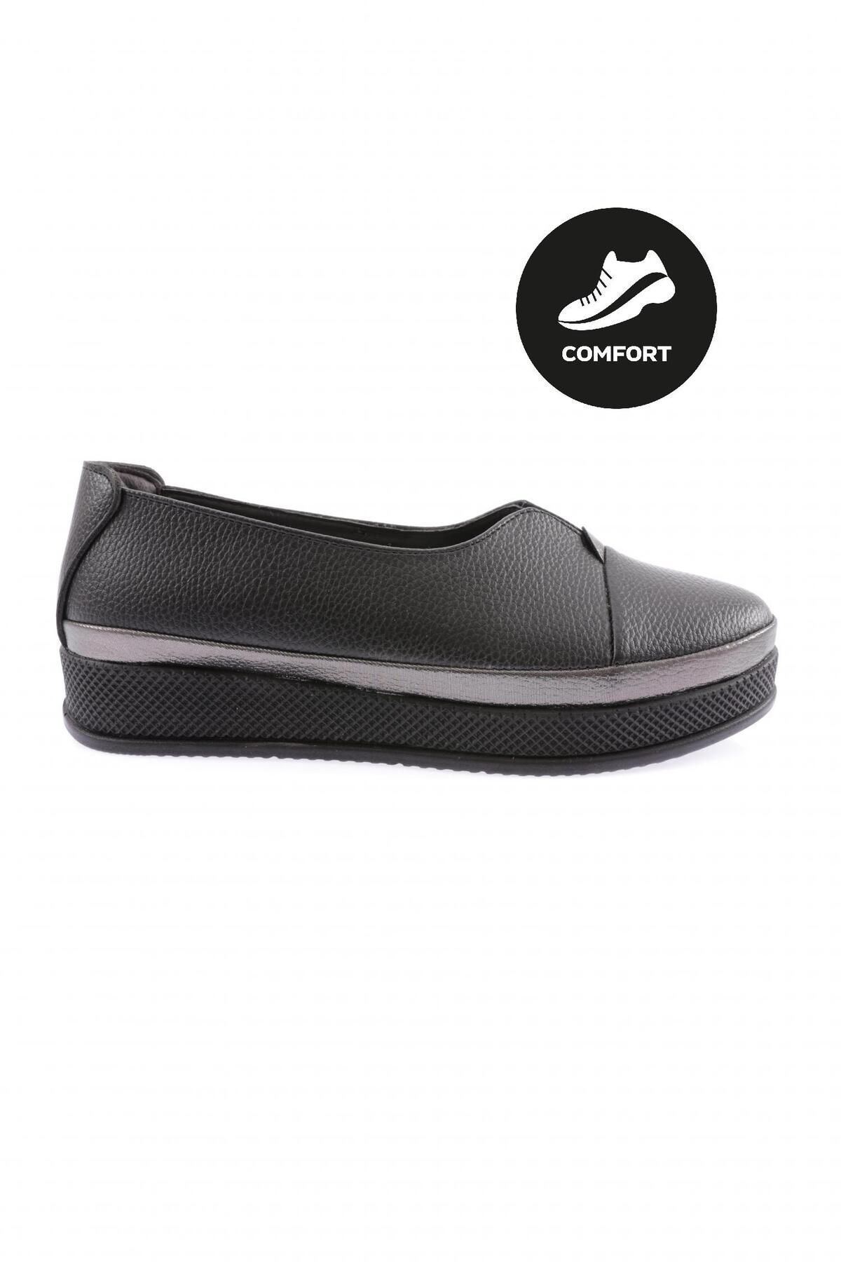 Dgn 170 Kadın Kalın Taban Comfort Ayakkabı Siyah