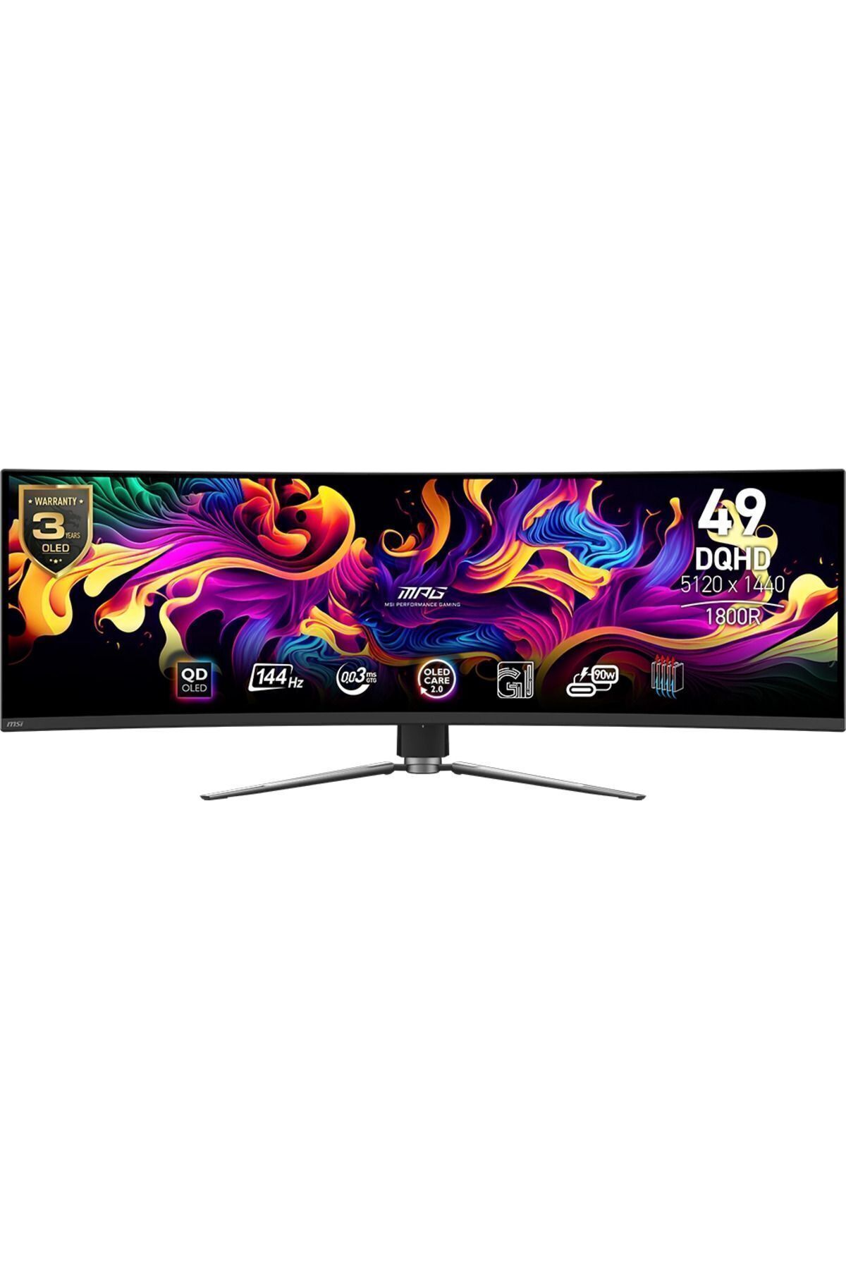 MSI MPG 491CQP QD-OLED 49 5120x1440 144Hz 0.03 ms HDMI DP Type-C HDR 400 Curved OLED Gaming Monitor