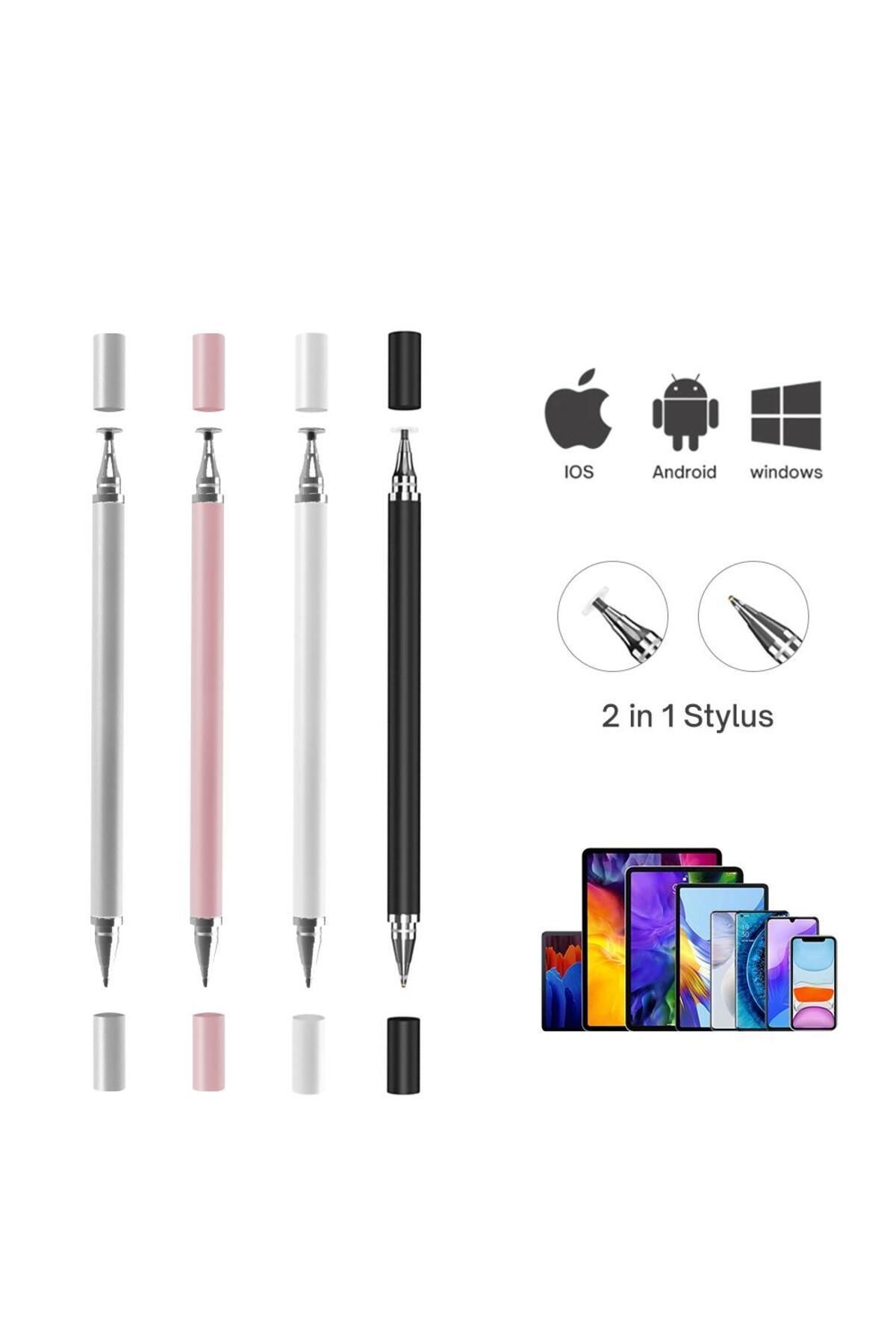 Genel Markalar Universal Telefon Tablet iPad Uyumlu 2in1 Disk Uçlu Stylus Pen Dokunmatik Kalem