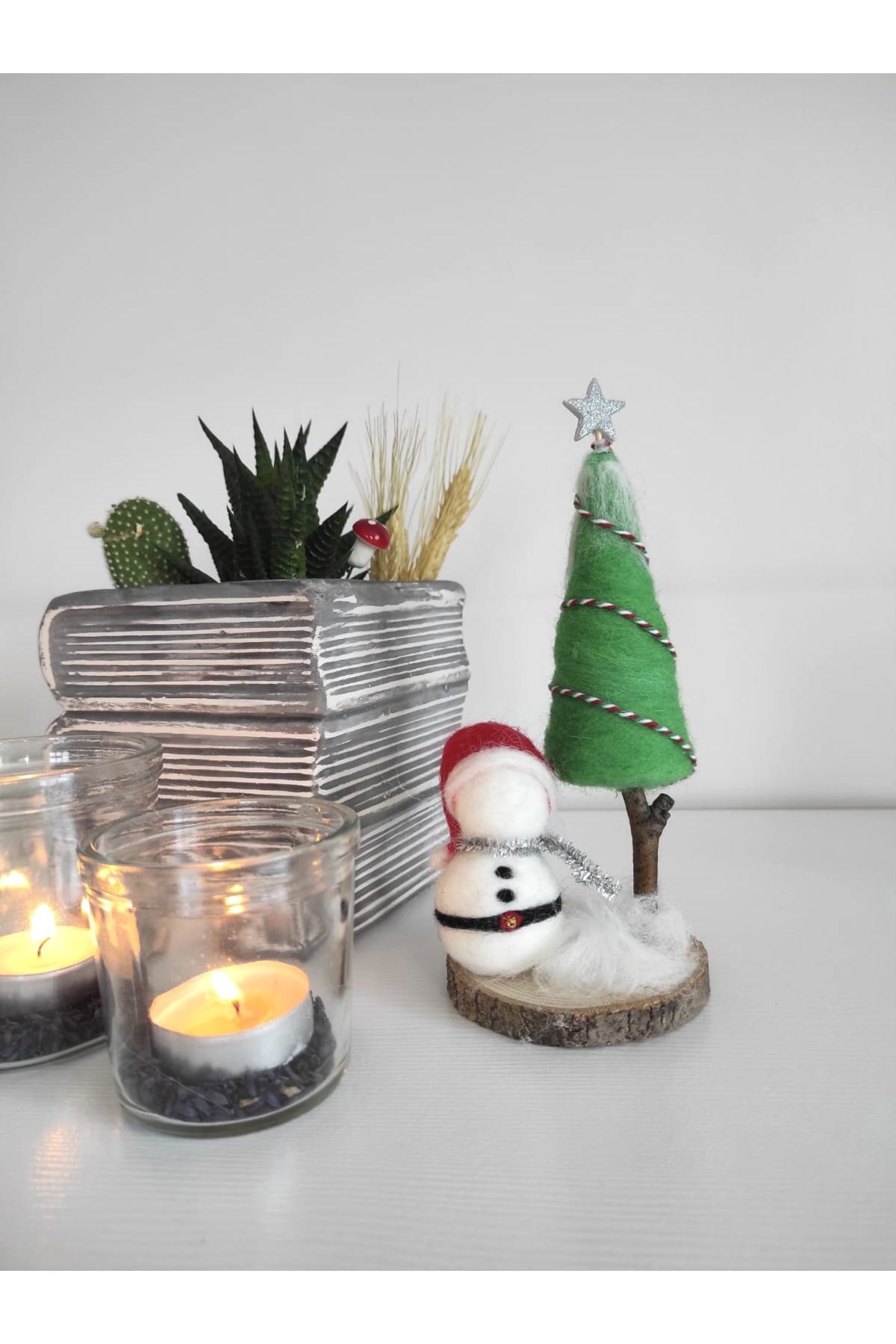 AFRALYAHOME Noel dekoratif çam ağacı, masa üstü dekoratif çam ağacı, kardan adam, yılbaşı, yeniyıl hediyesi