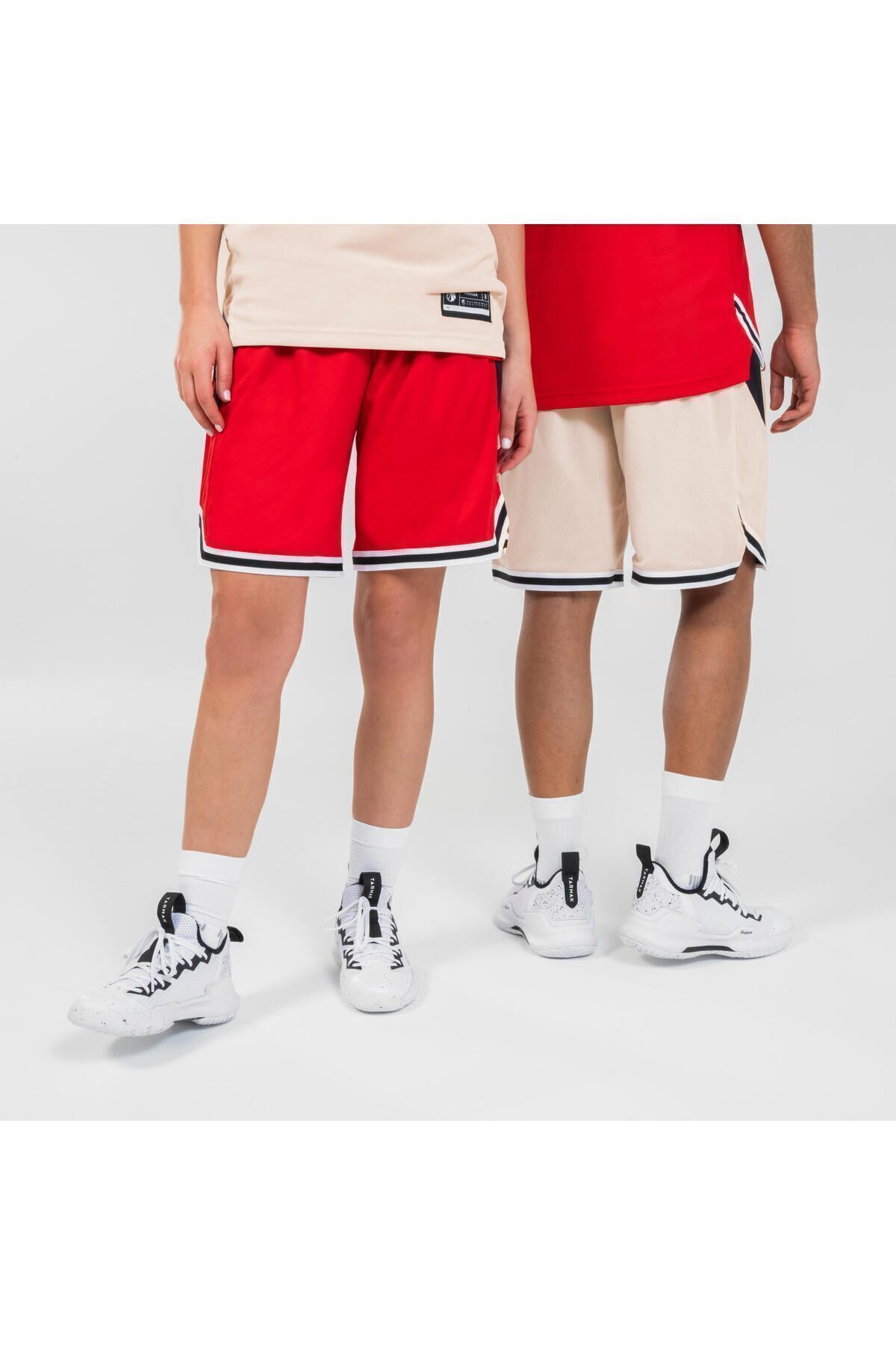 Decathlon Yetişkin Çift Taraflı Basketbol Şortu - Kırmızı/Bej - SH500R