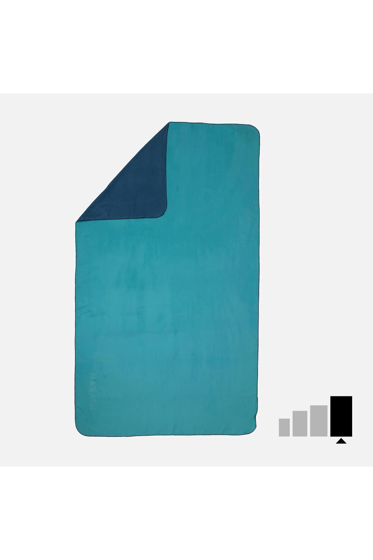Decathlon Nabaiji Çift Taraflı Mikrofiber Havlu - XL Boy - Mavi / Yeşil - 110 X 175 cm