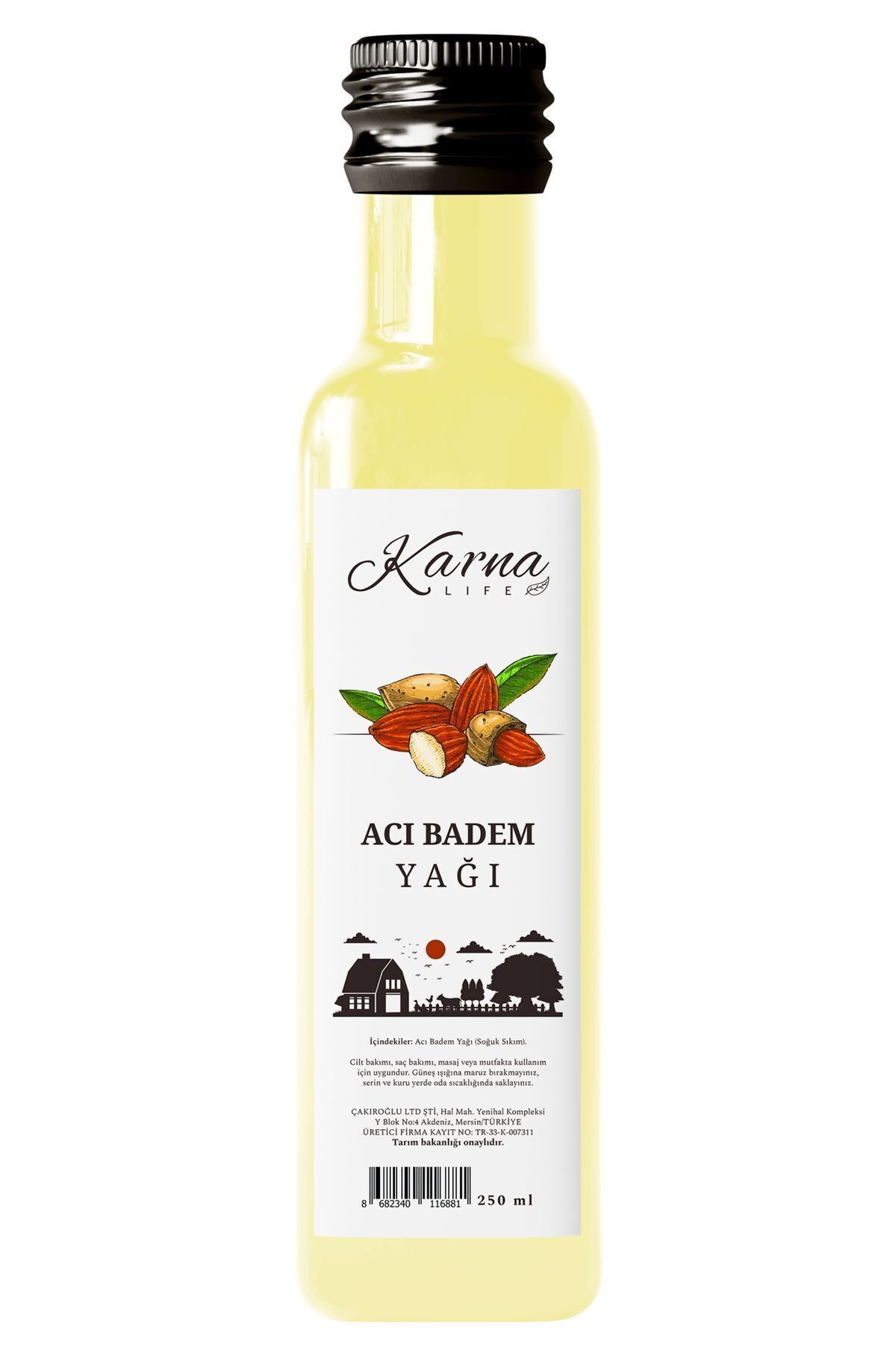 KARNA LİFE Acı Badem Yağı 250ml - Saf ve Doğal