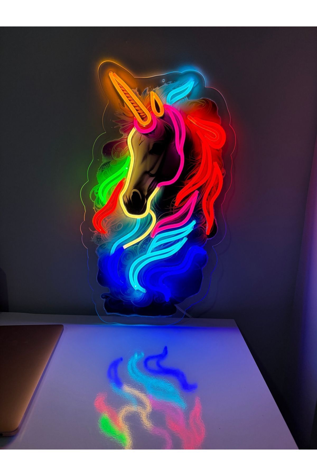 Neon Unicorn baskı neon led