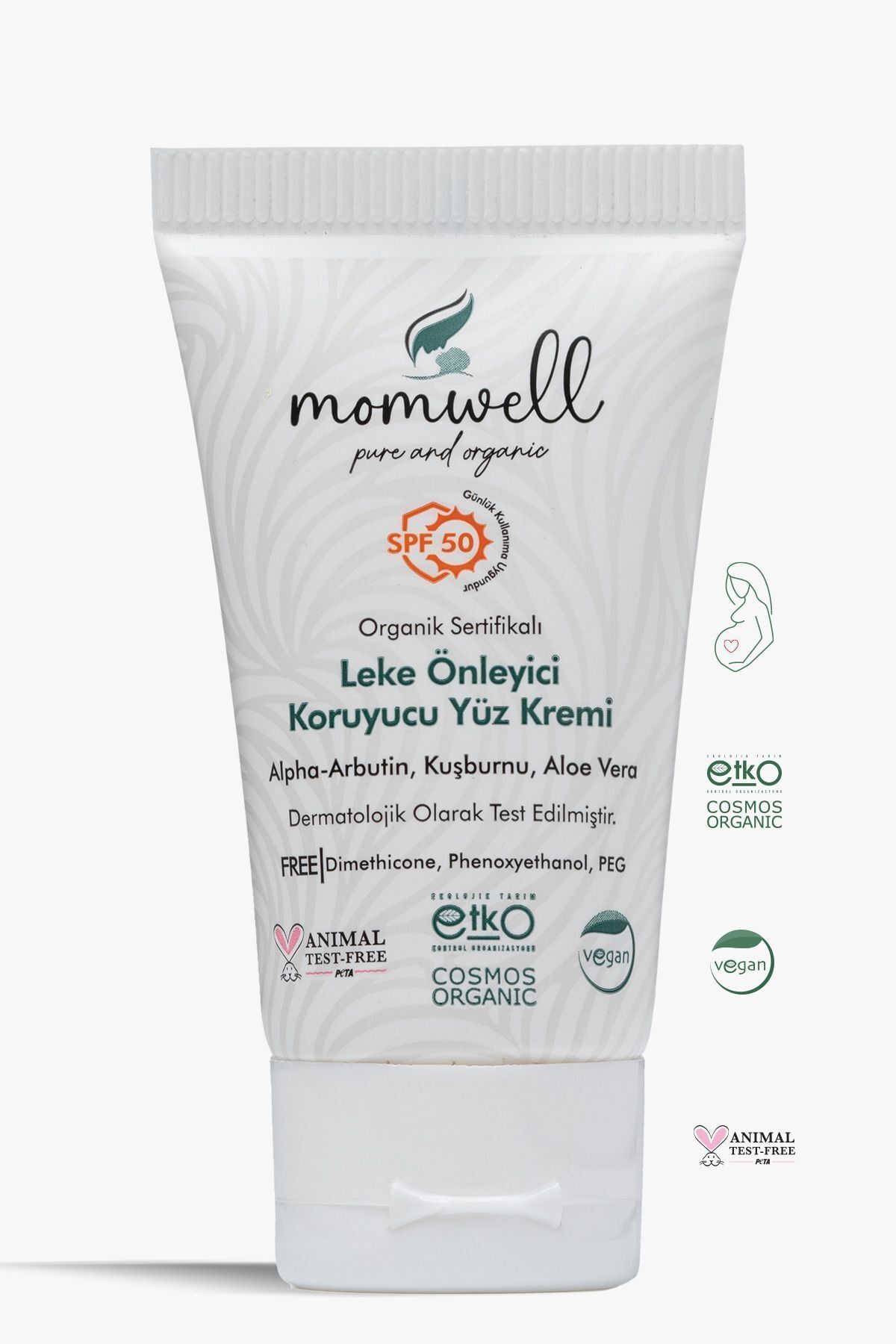 Momwell Organik Leke Önleyici Koruyucu Yüz Güneş Kremi 50ml