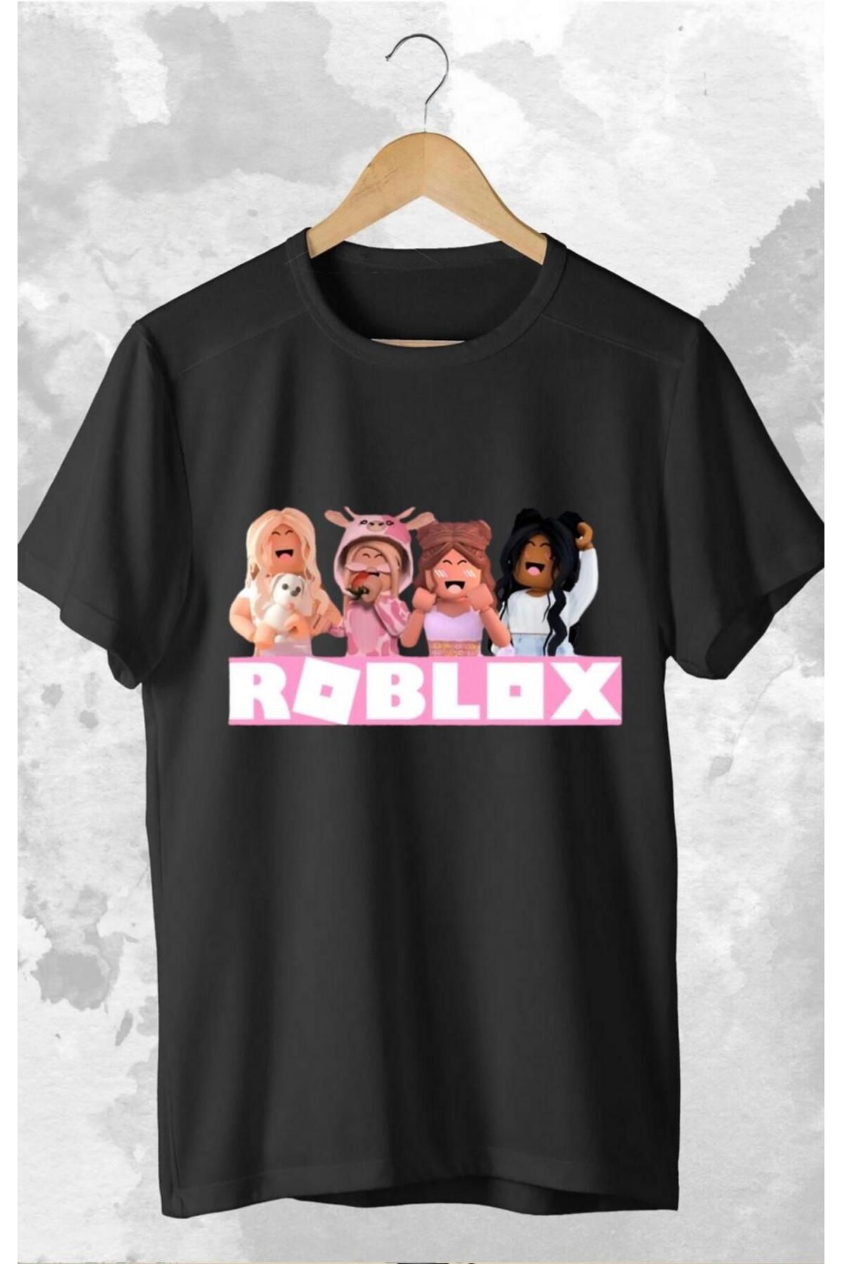 Genel Markalar Unisex Tasarım Roblox Baskılı Oversize Kısa Kol %100 Pamuk T-shirt