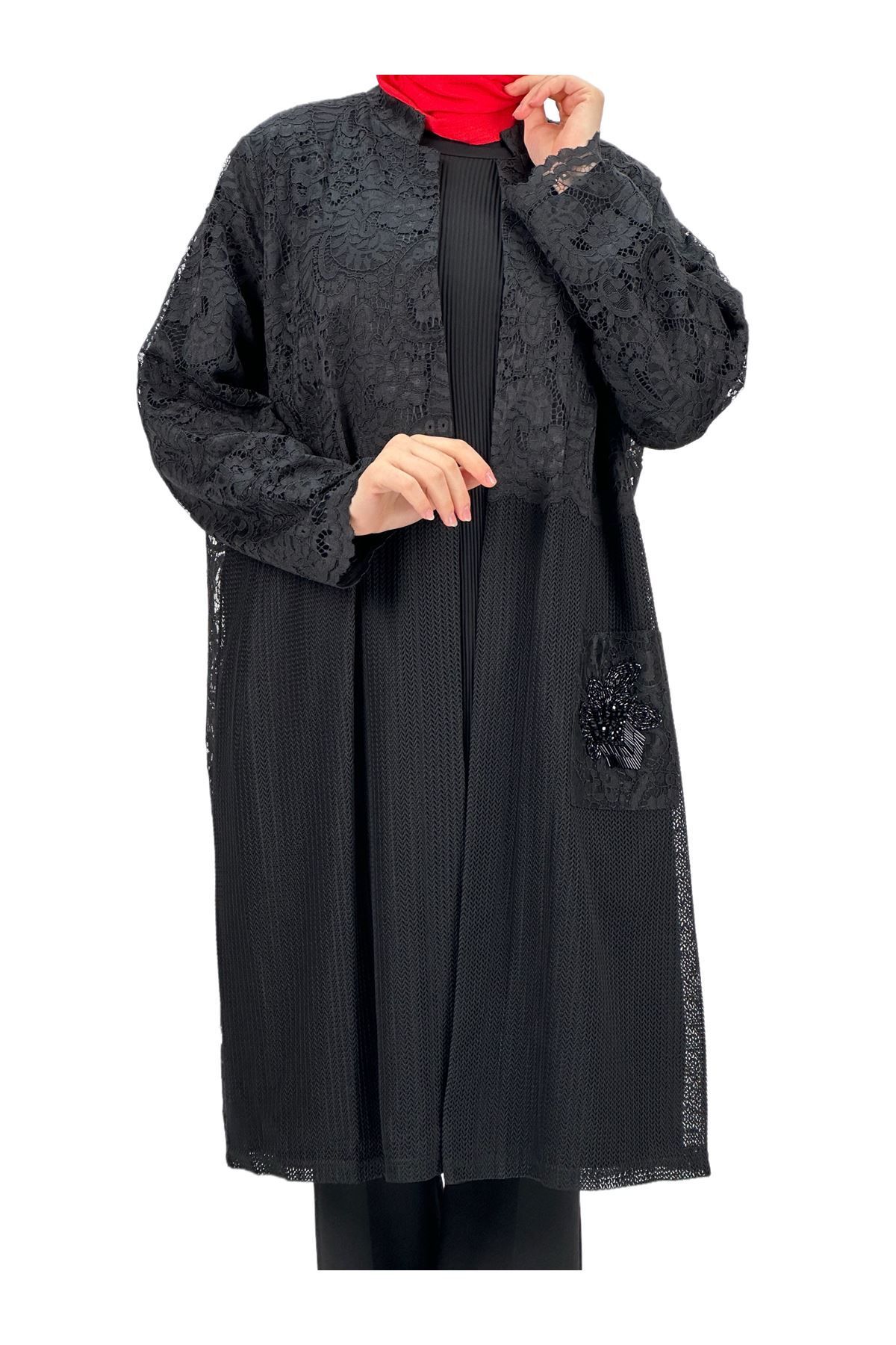 ottoman wear OTW48446 Büyük Beden Ceketli Takım Siyah