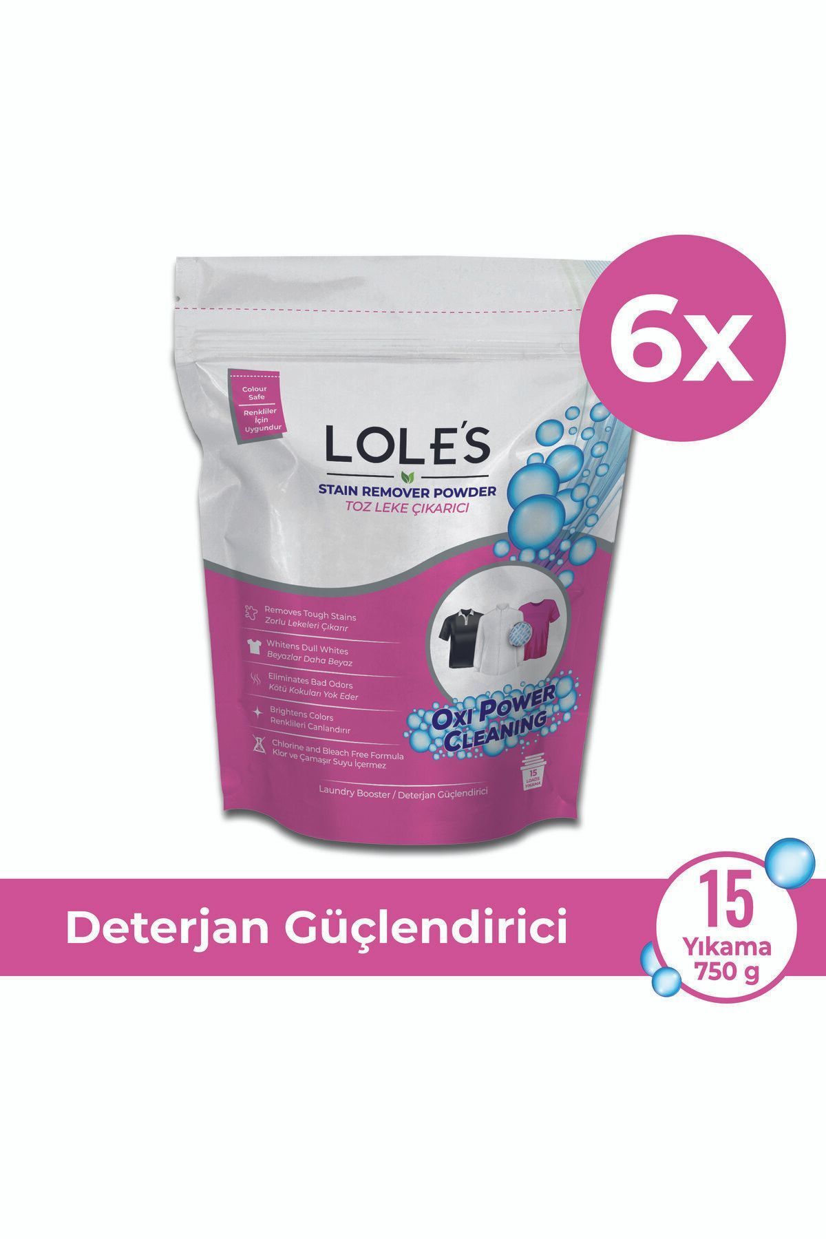 Lole's Toz Leke Çıkarıcı, Çamaşırlar Için, 6 X 750g, Bebek Için Güvenli, Klor Ve Çamaşır Suyu Içermez