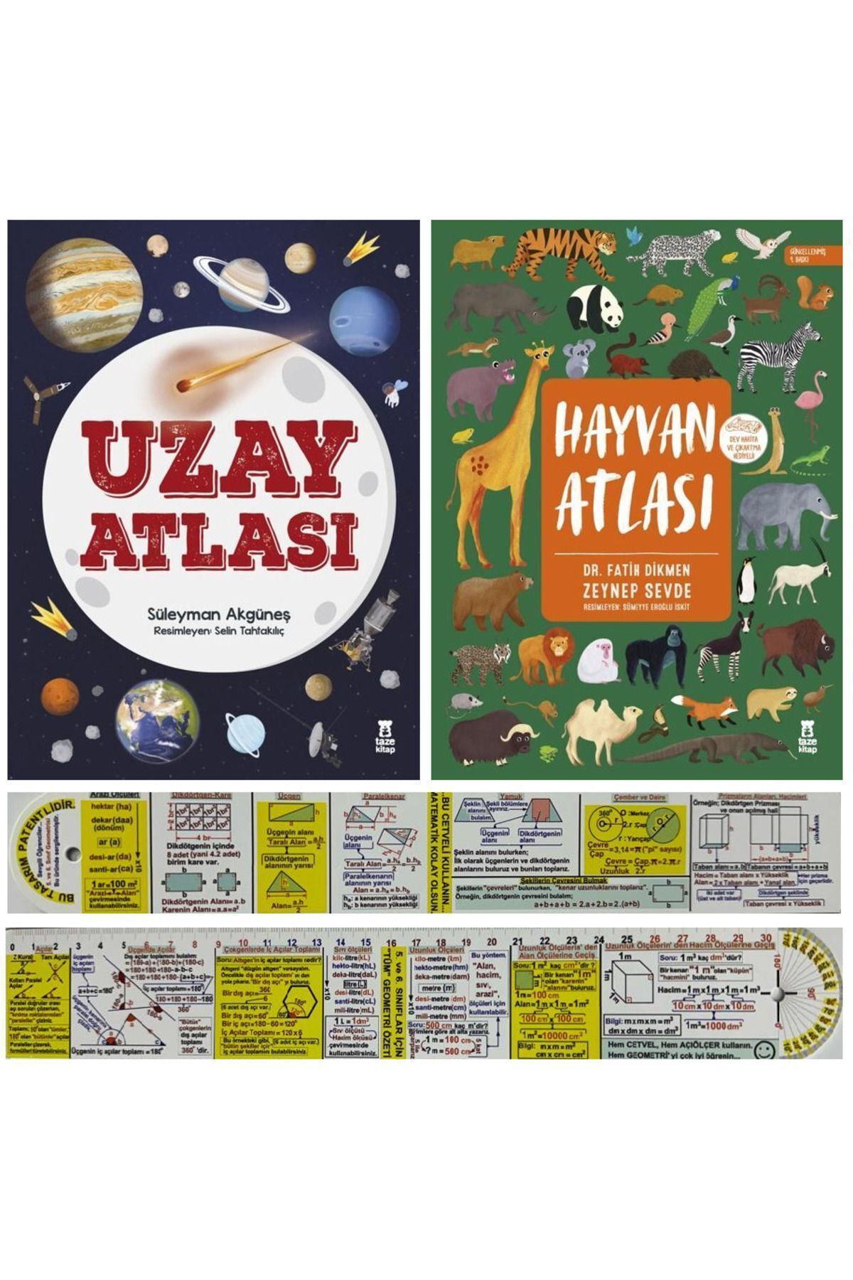 Alfa Yayınları Uzay Atlası + Hayvan Atlası 2 Kitap Set + Matematik Öğreten Cetvel