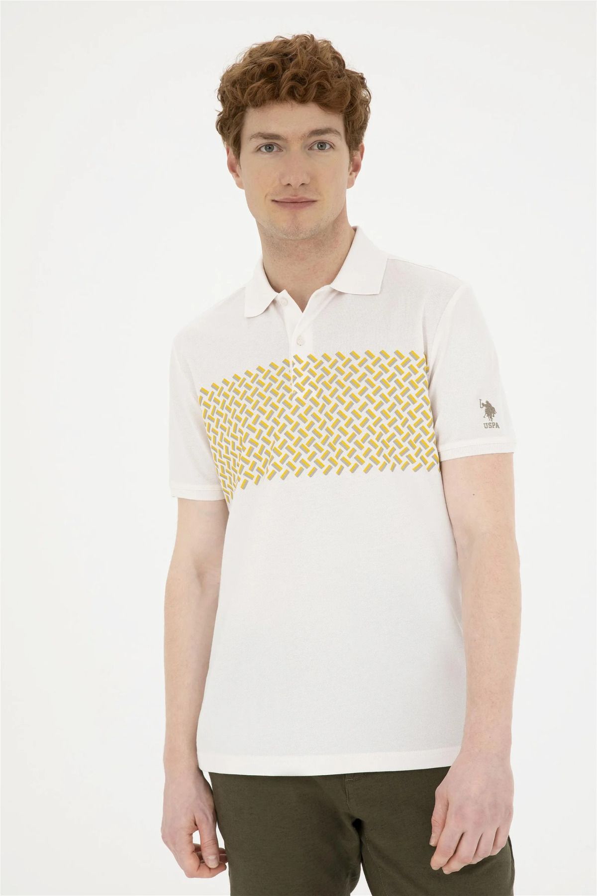 U.S. Polo Assn. GANJA Geometrik Desenli Regular Fit Polo Yaka T-Shirt