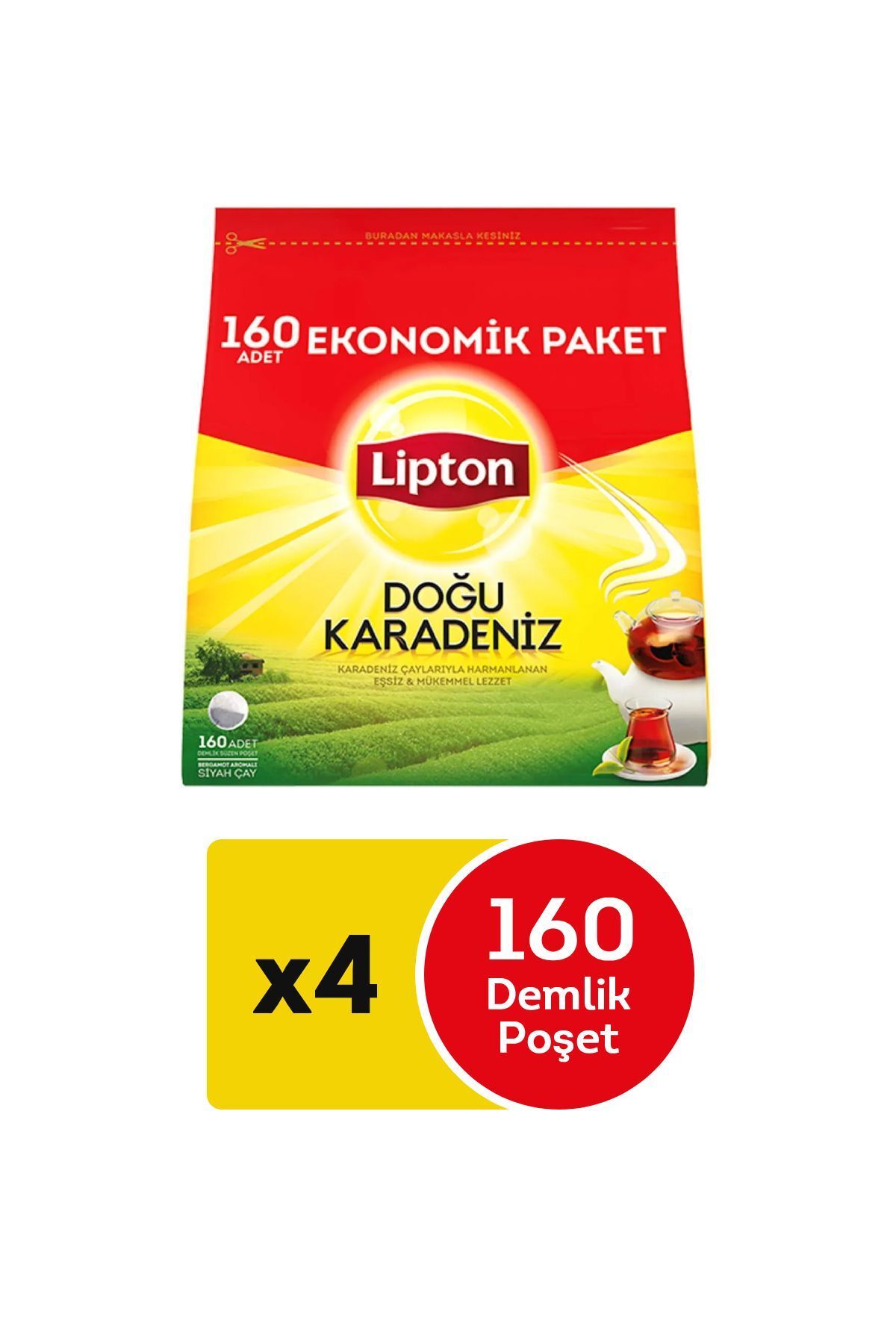 Lipton Doğu Karadeniz Demlik Poşet Çay 160'lı 4 Adet