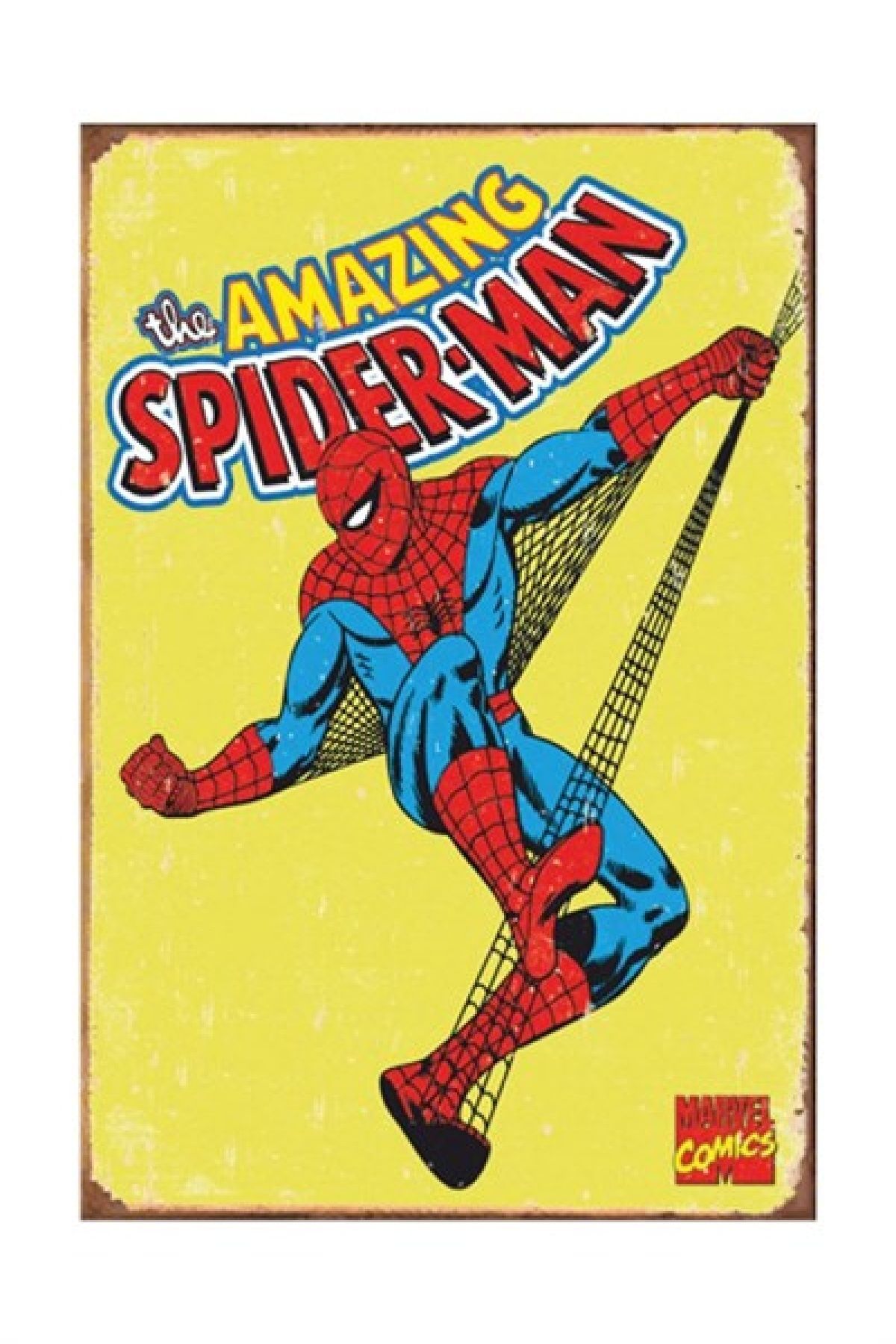 wonderlike Spiderman Marvel Retro Vintage Ahşap Poster 10*20 Cm