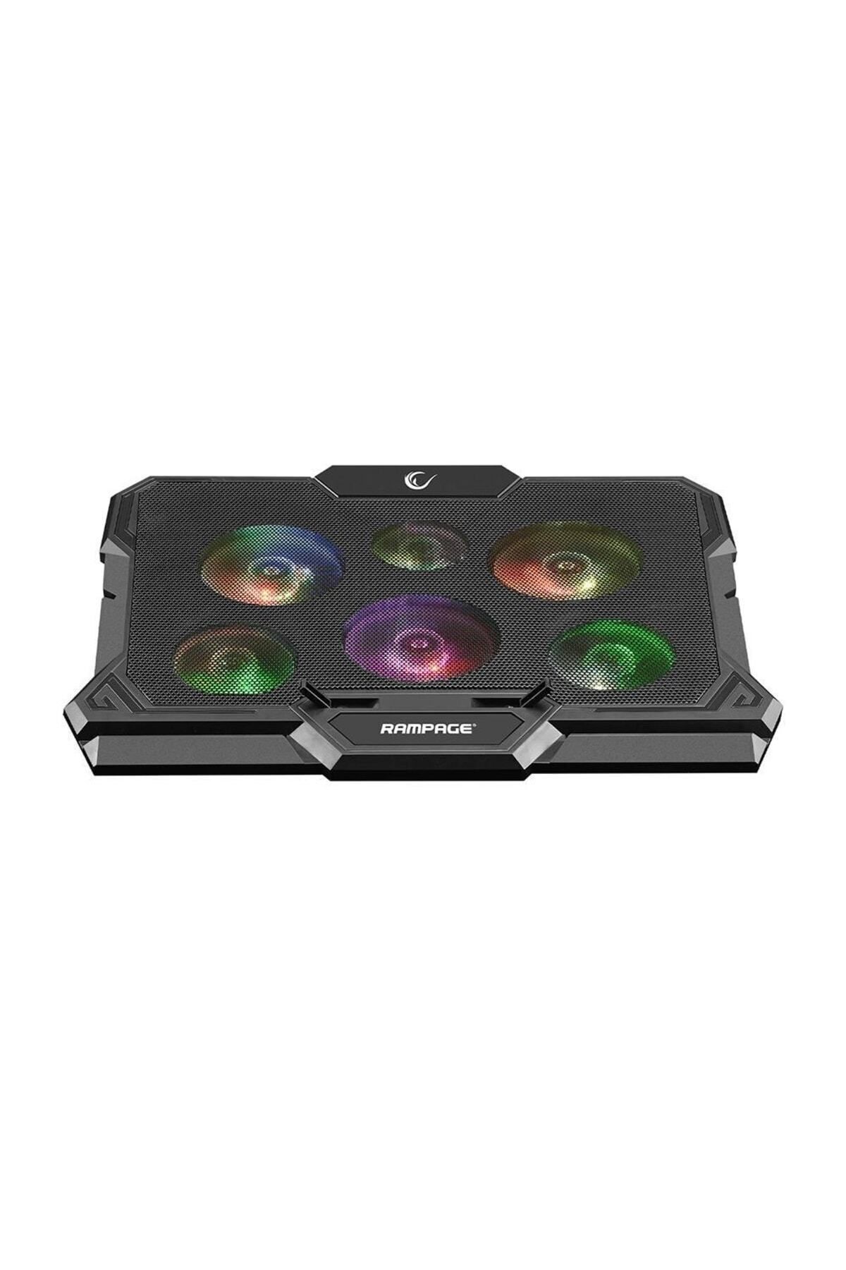 Rampage Ad-rc10 X-gust Siyah 6 Fanlı Rainbow Işıklandırmalı Notebook Soğutucu Stand