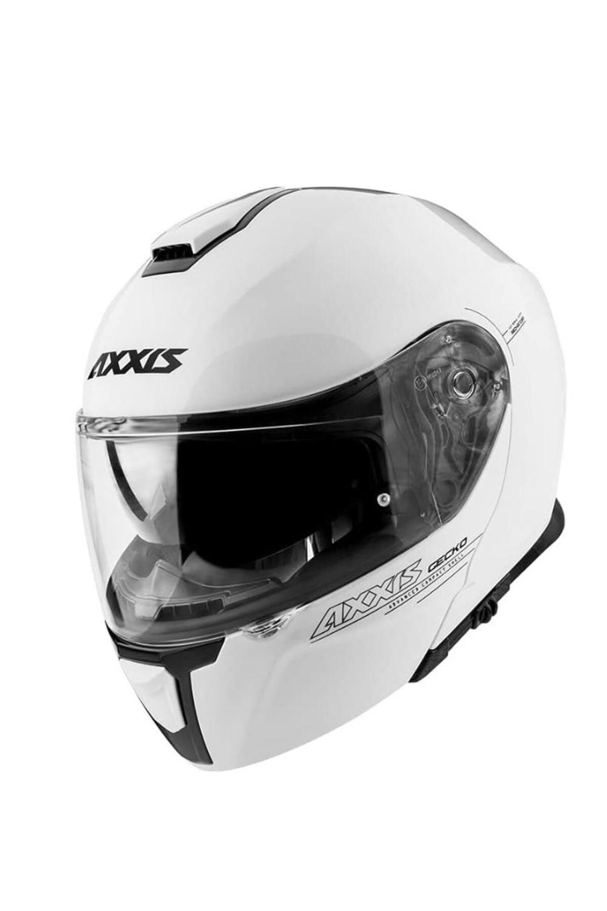 Axxis Gecko Sv Solıd A0 Gloss Pearl Beyaz Çene Açılır Motosiklet Kaskı L Beden