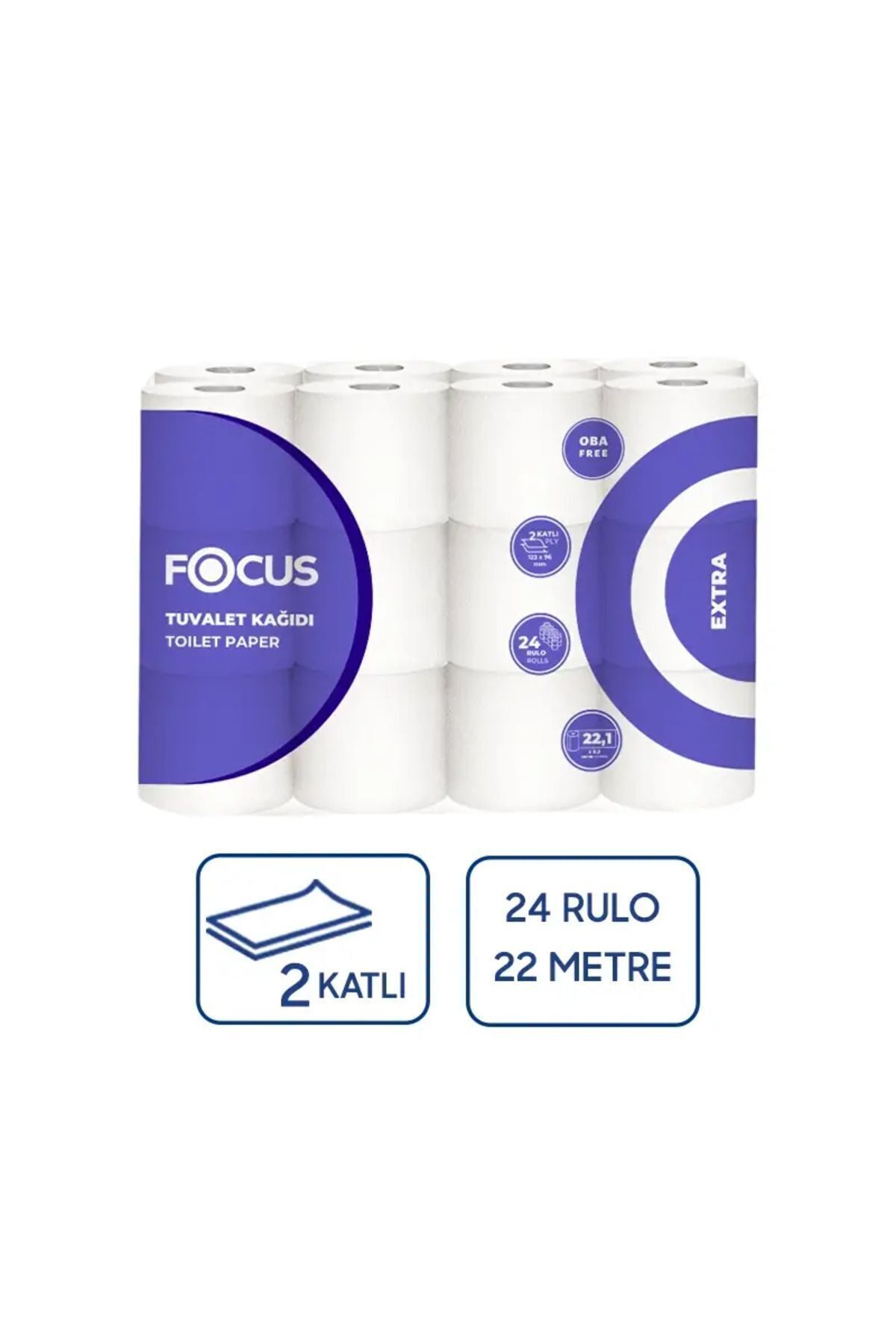 Focus Extra Tuvalet Kağıdı 24' lü 3 Paket 2 Katlı (Toplam 72'li)