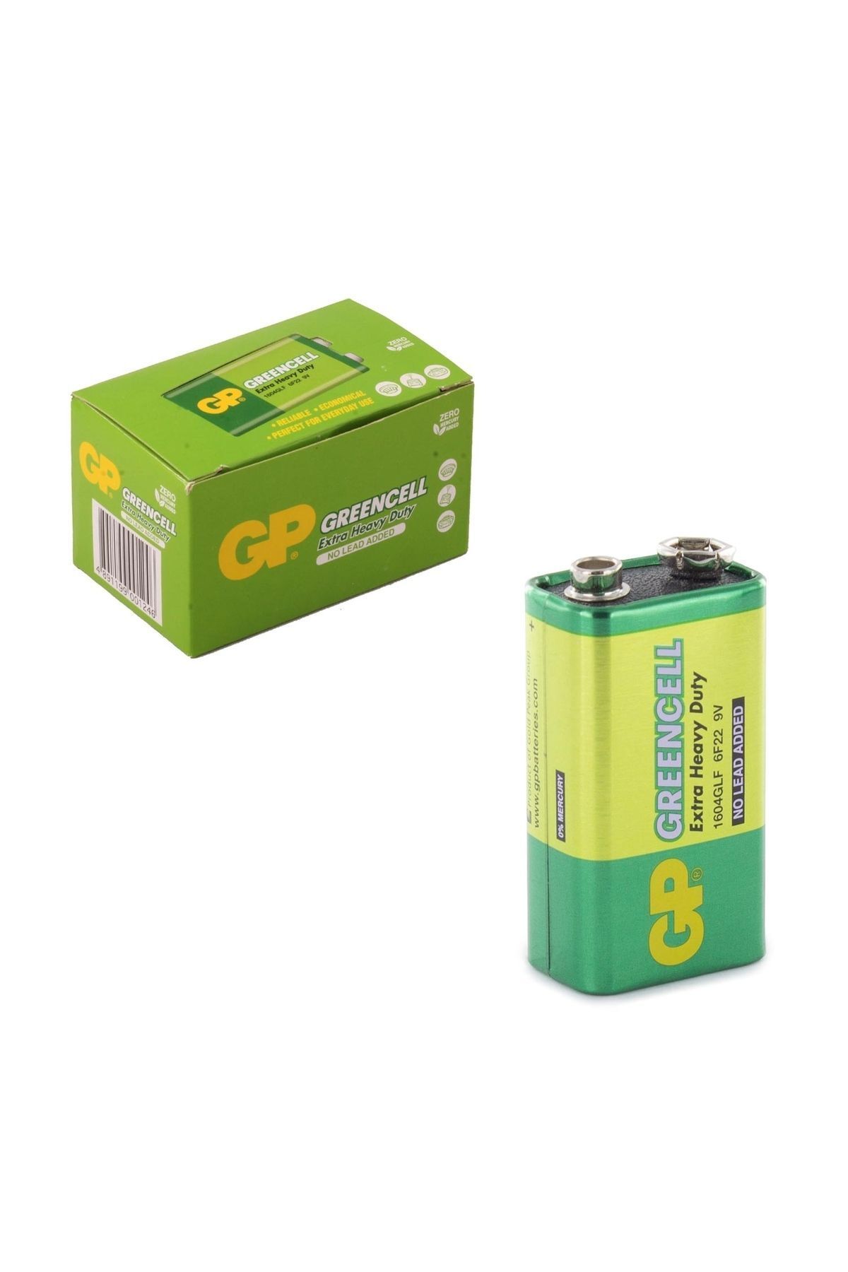 GP Batteries Batteries 1604g Greencell 6f22/1222/9v Pil, 9 Volt, 10'lu Kutu