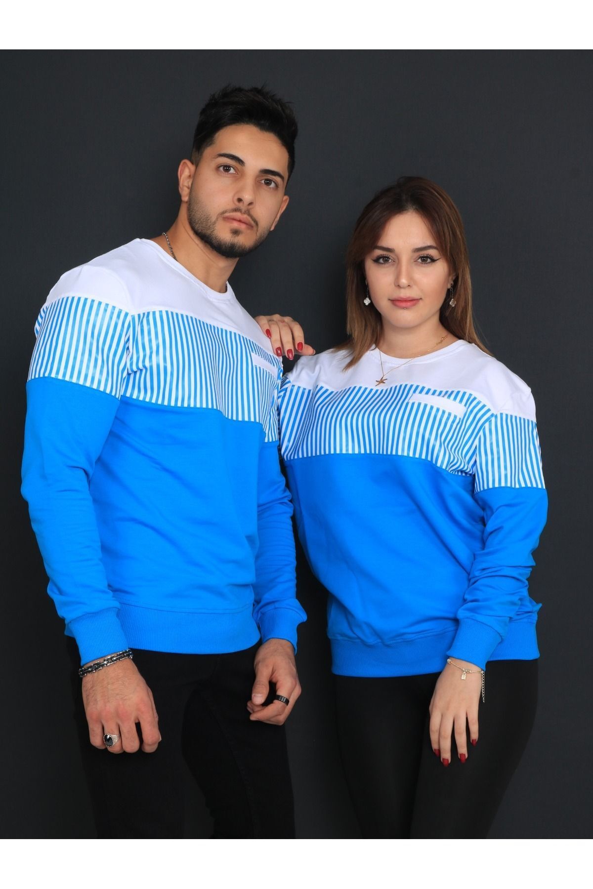 CLASSY.MODA Sweatshirt - Yani Model - Eşofman Üst - Basic Bisiklet Yaka - Baskı - Fıyat Tek Kişilik