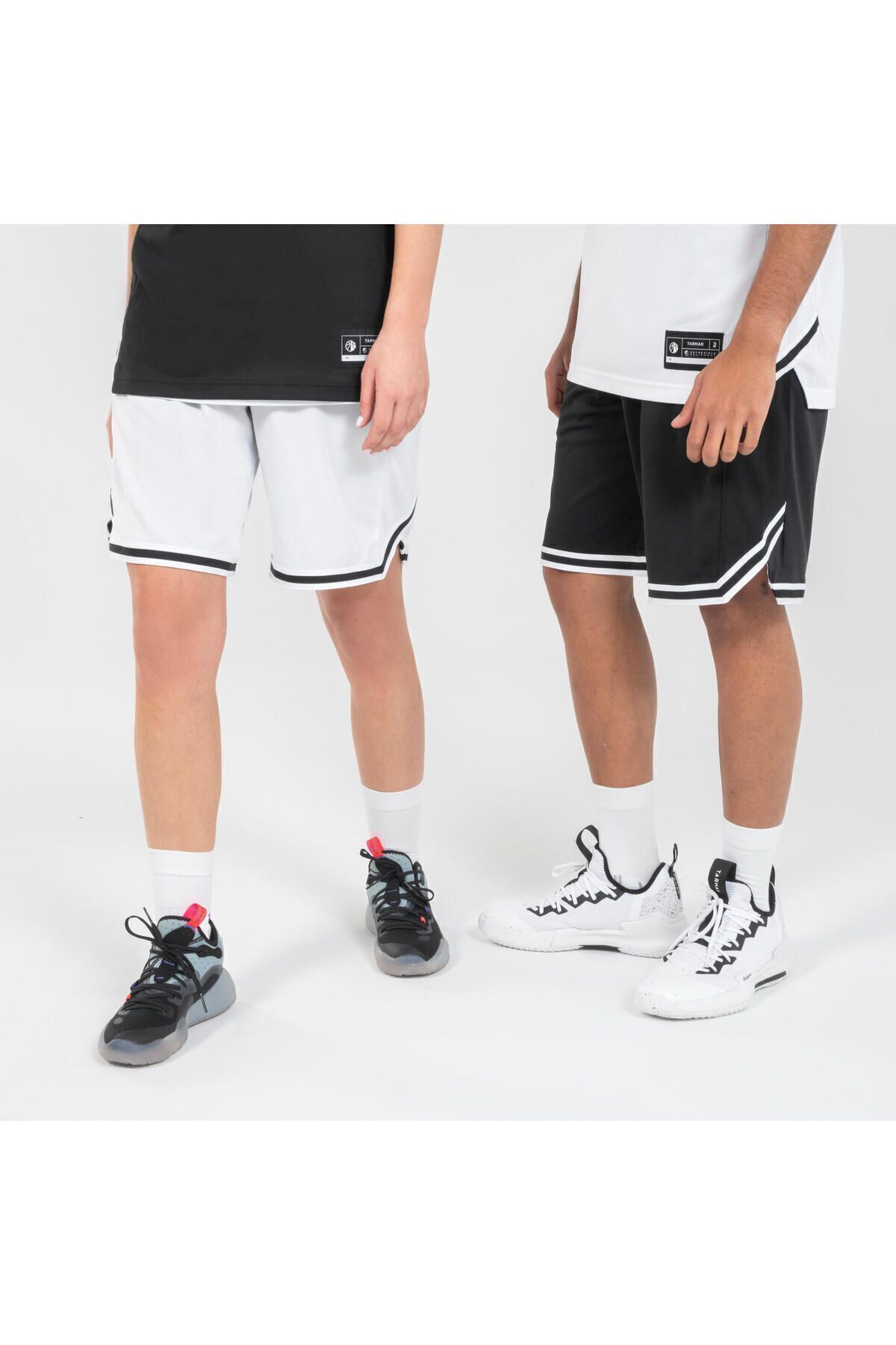 Decathlon Yetişkin Çift Taraflı Basketbol Şortu - Siyah / Beyaz - SH500R