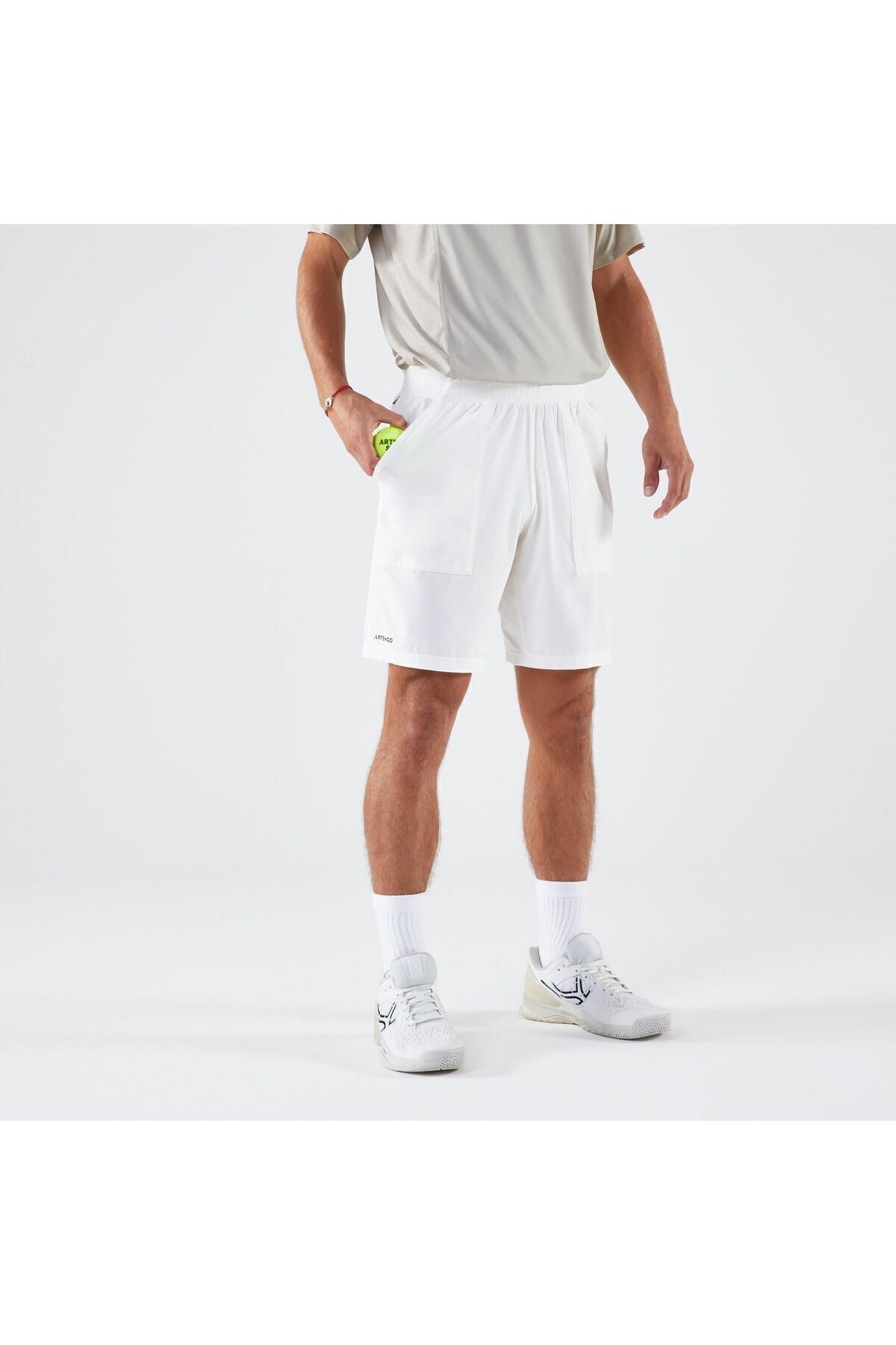 Decathlon Erkek Tenis Şortu - Beyaz - Artengo Dry