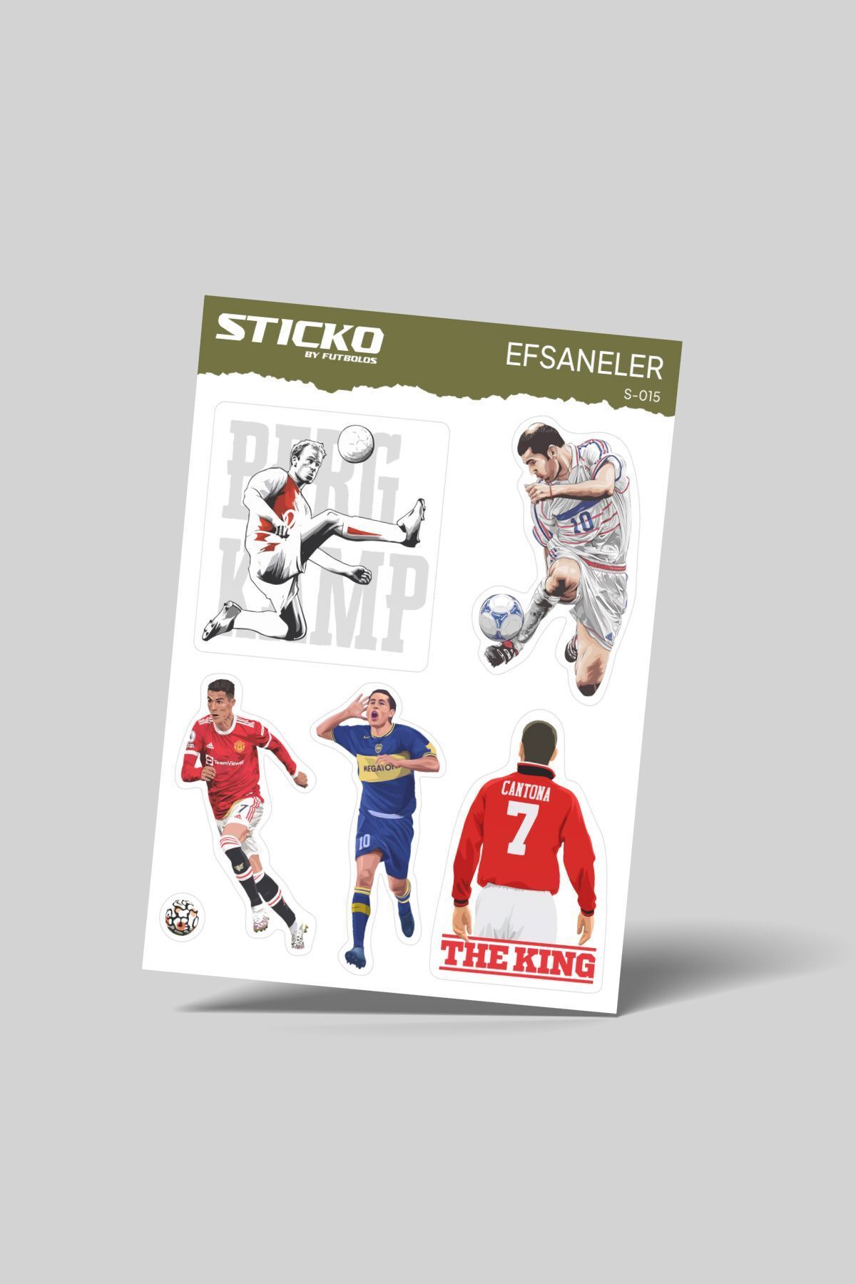 Futbolos Efsane Futbolcular Sticker – Bergkamp, Zidane, Ronaldo, Riquelme, Cantona Etiket