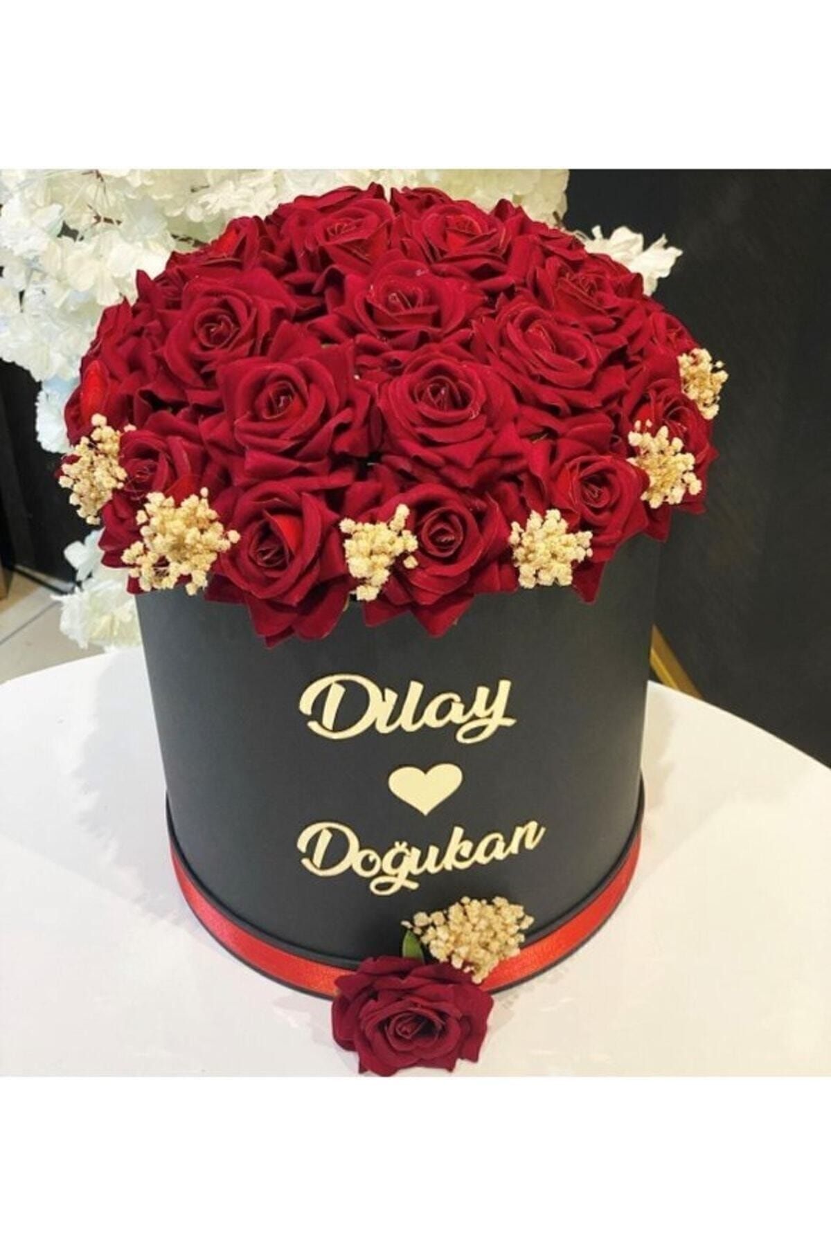 GELİN ÇİÇEĞİ EN İYİSİ Silindir Kutuda Kırmızı Kadife Yapay Güller Kız Isteme Çiçeği - Nişan- Söz - Sevgiliye
