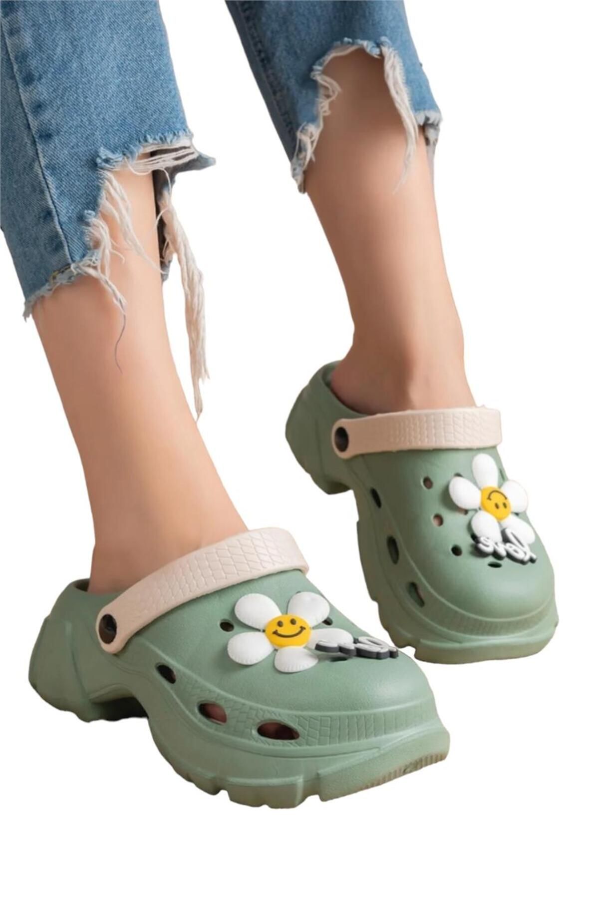 Liger Yüksek Rahat Taban Kadın Sandalet Su Yeşili