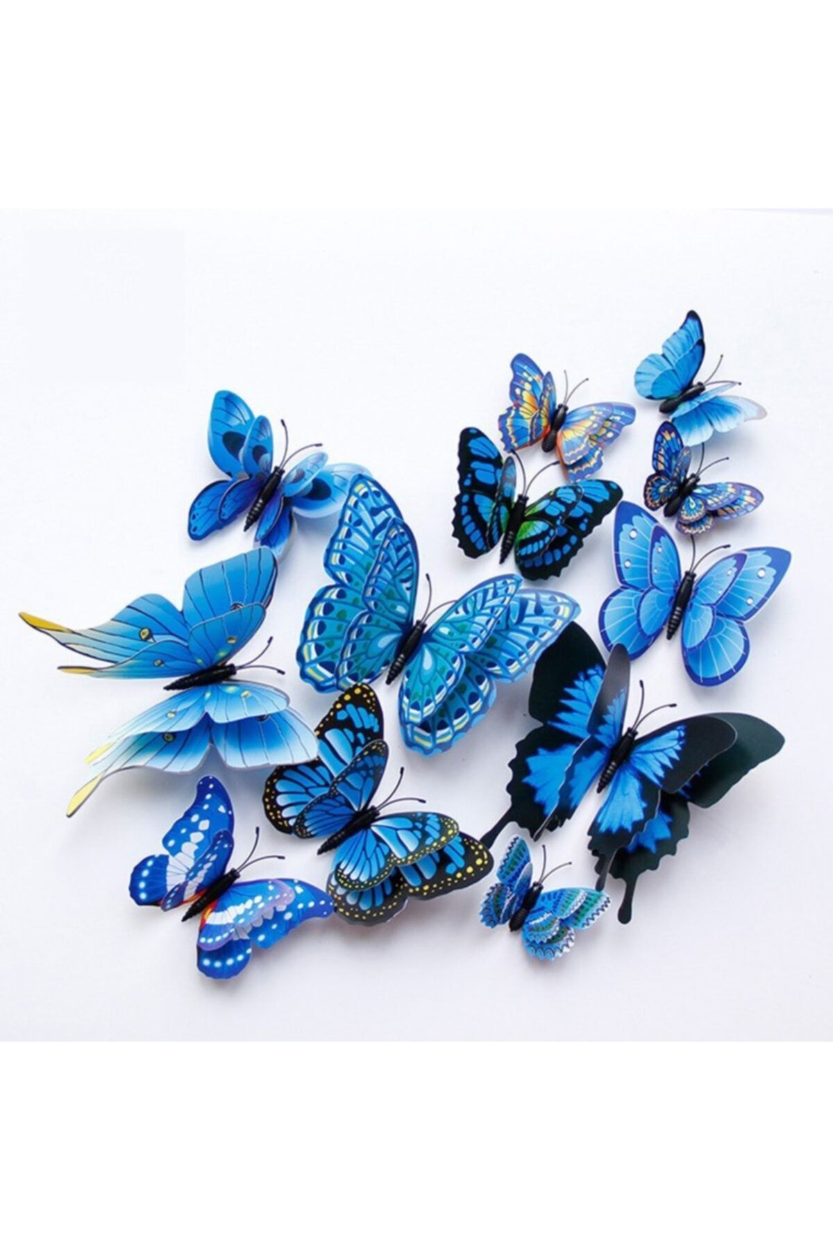 Aksh Çift Kanatlı Kelebek Özel Kelebekler 3d Üç Boyutlu Duvar Ve Buzdolabı Süsü Mavi