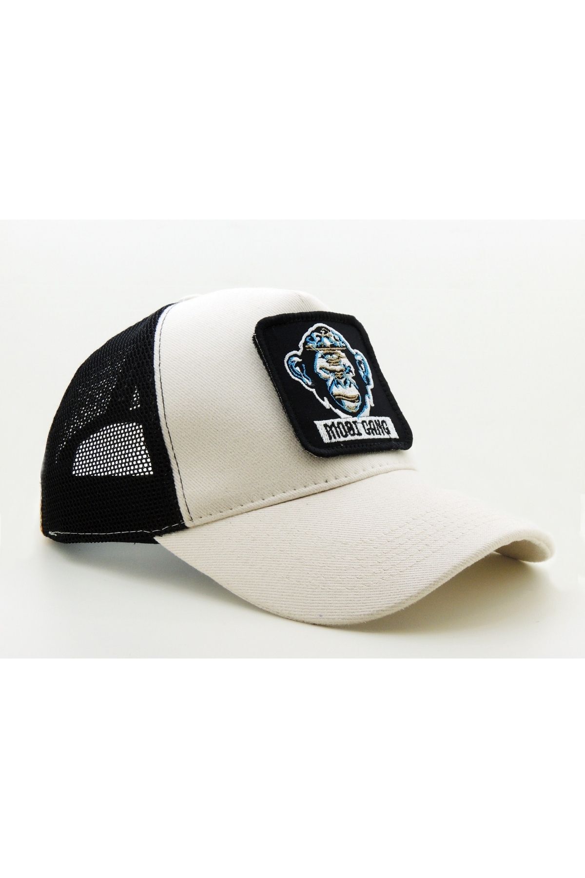 CityGoat Trucker (NAKIŞ) Mobi Gang Logolu Unisex Beyaz-Siyah Şapka (CAP)