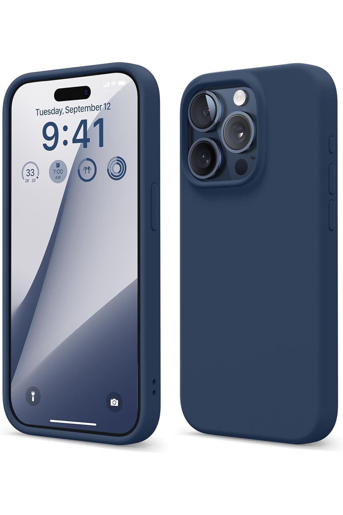 HyperAge Iphone 15 Pro Max Mavi Titanyum Silikon Kılıf Leke Tutmaz Içi Süet Kamera Yükseltili Kapak