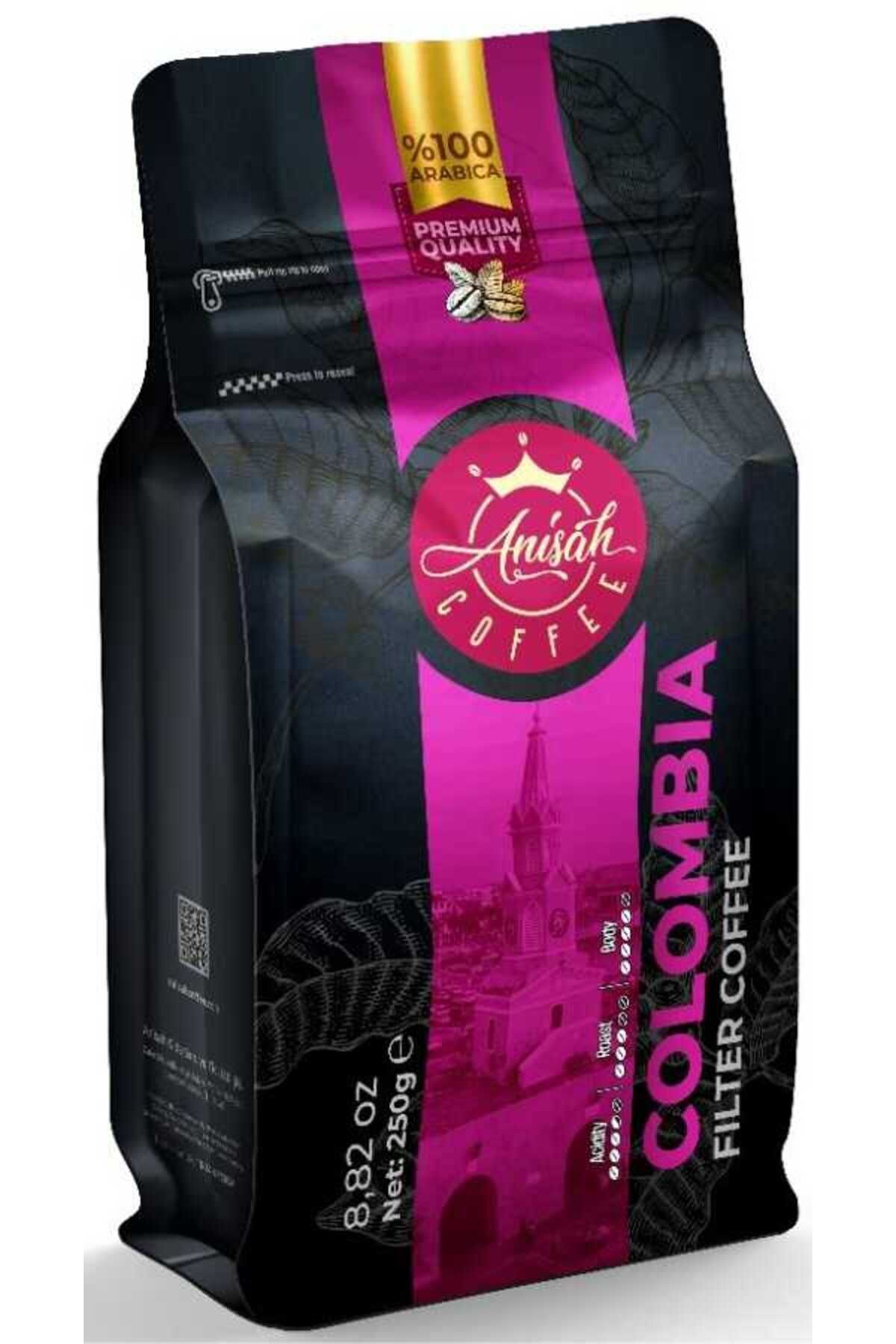 Anisah Coffee Colombia %100 Arabica Çekirdek Filtre Kahve | 250g | Orta Kavrulmuş-medium Roast