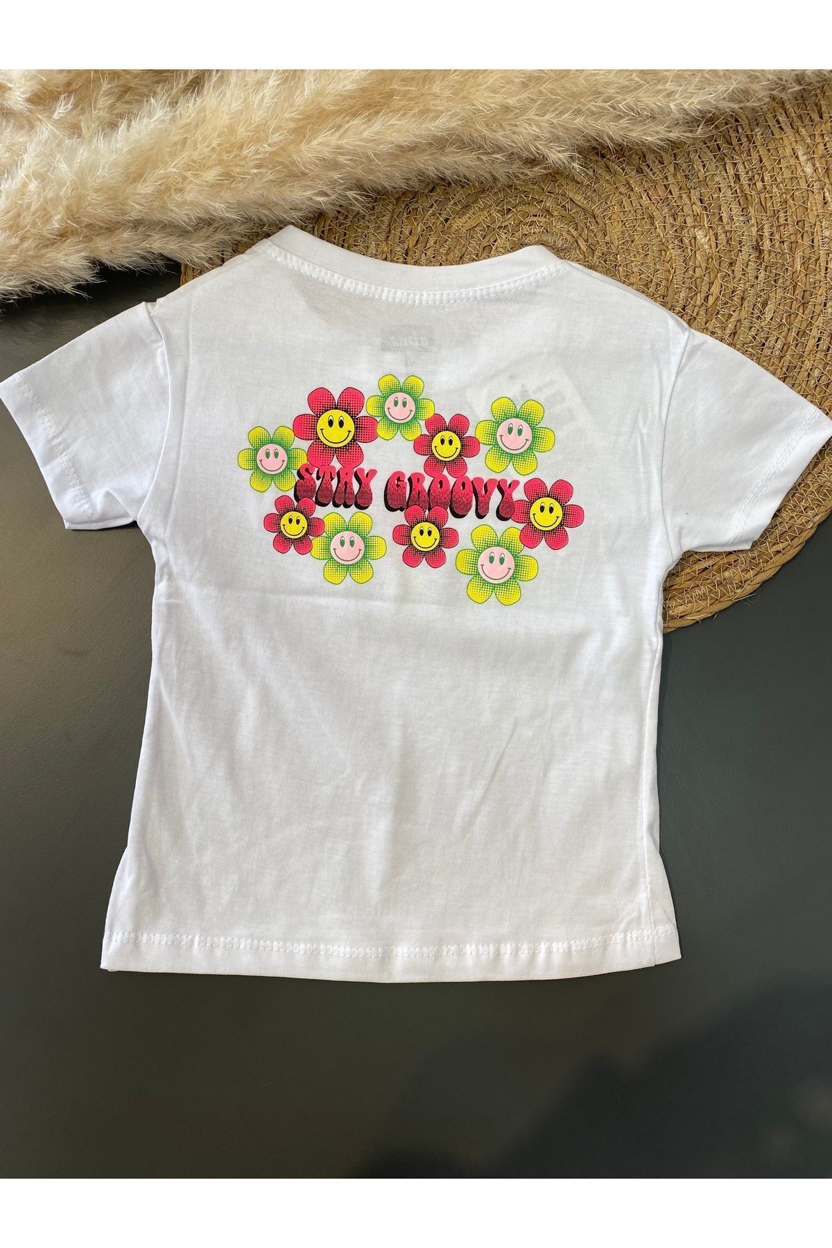 Alme Sırt Çiçek Baskılı Kız Çocuk /Bebek  Tişört