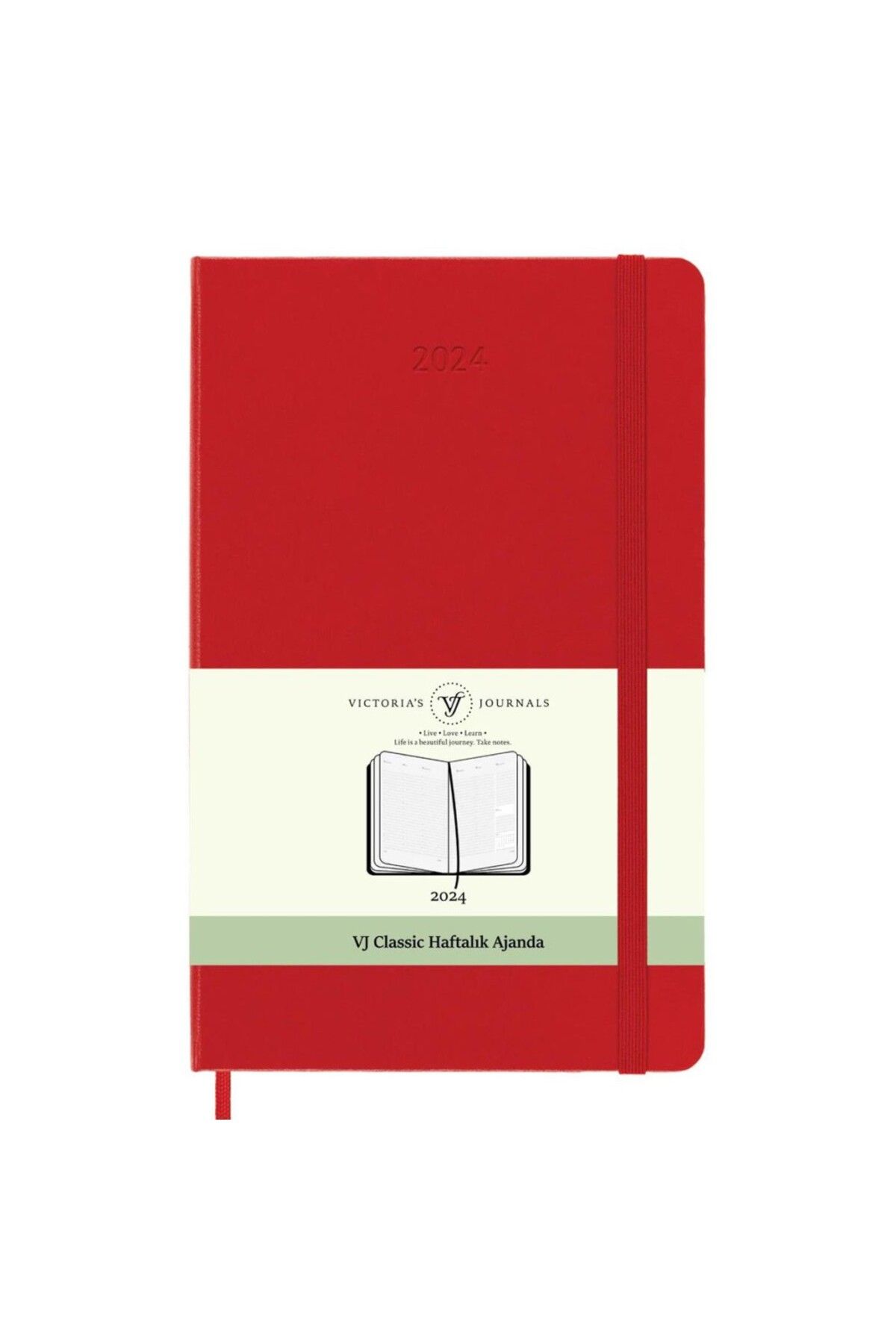 Victoria's Journals VJ Classic-Haftalık Sert Kapak Ajanda A4 (19x25cm) Kırmızı 9148