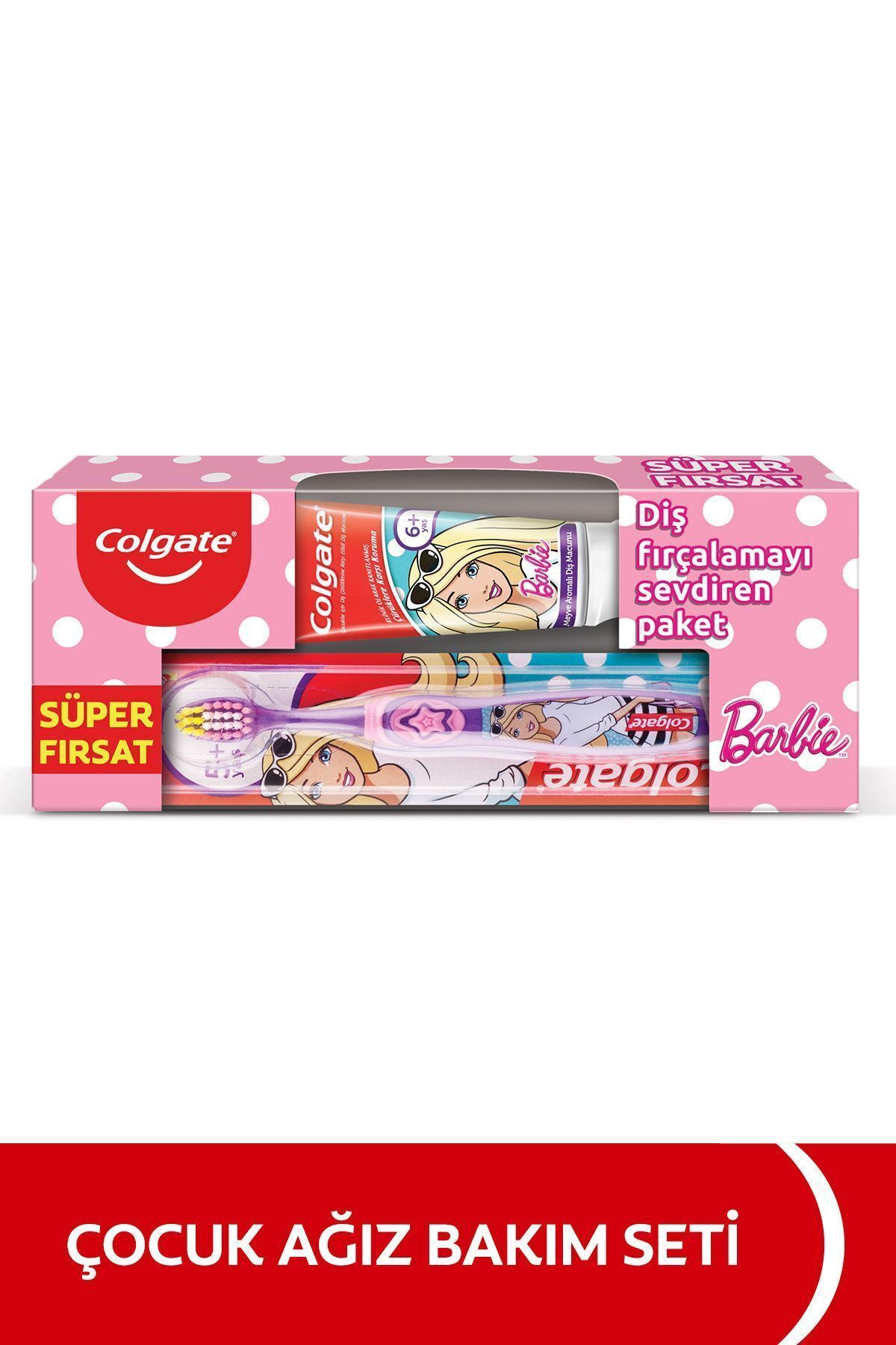 Colgate Barbie Çürüklere Karşı Etkili meyve Aromalı Çocuk Diş Macunu + Diş Fırçası