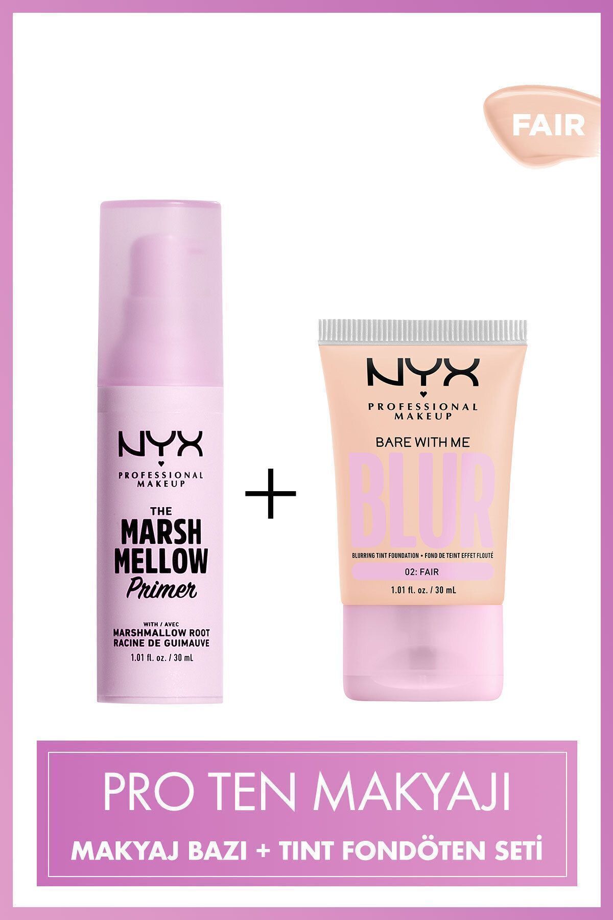 NYX Professional Makeup Blur Tint Ciltte Filtre Etkili Fondöten - 02 Fair & Marshmellow Soothing Primer Makyaj Bazı