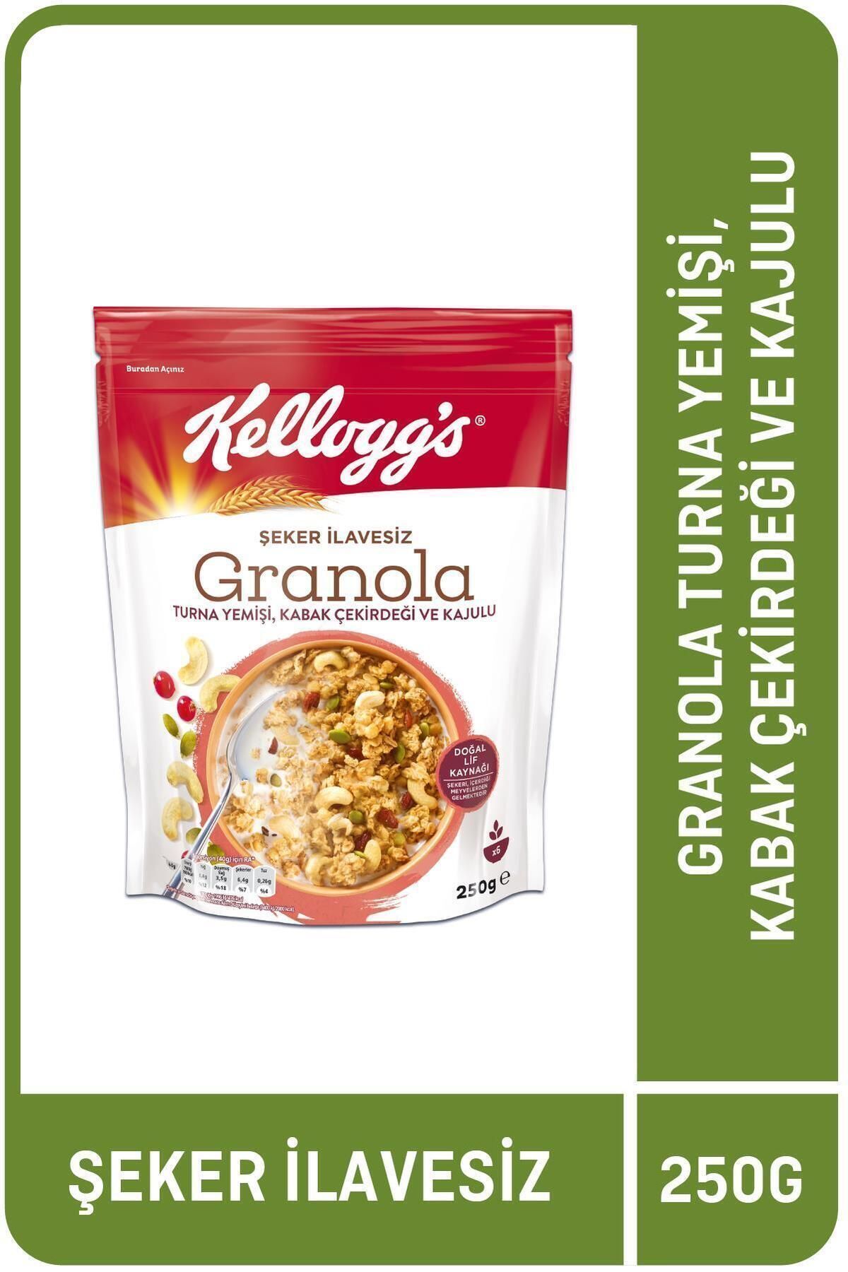 Kellogg's İlave Şekersiz Granola Turna Yemişi,kabak Çekirdeği Ve Kajulu 250 G,%42 Yulaf Içerir