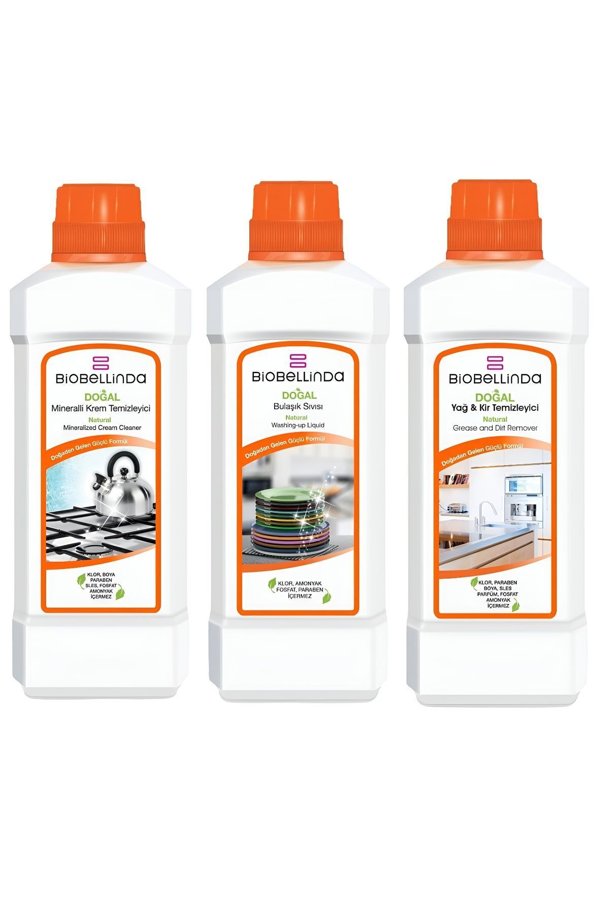 BioBellinda Ev Temizlik Ürünleri Mutfak Temizlik Paketi 700 750 750 ml